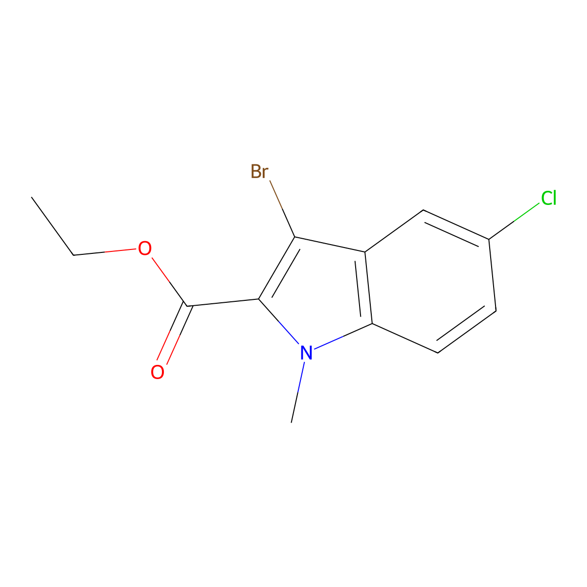 ethyl 3-bromo-5-chloro-1-methyl-1H-indole-2-carboxylate molecular structure, CAS 167631-37-0