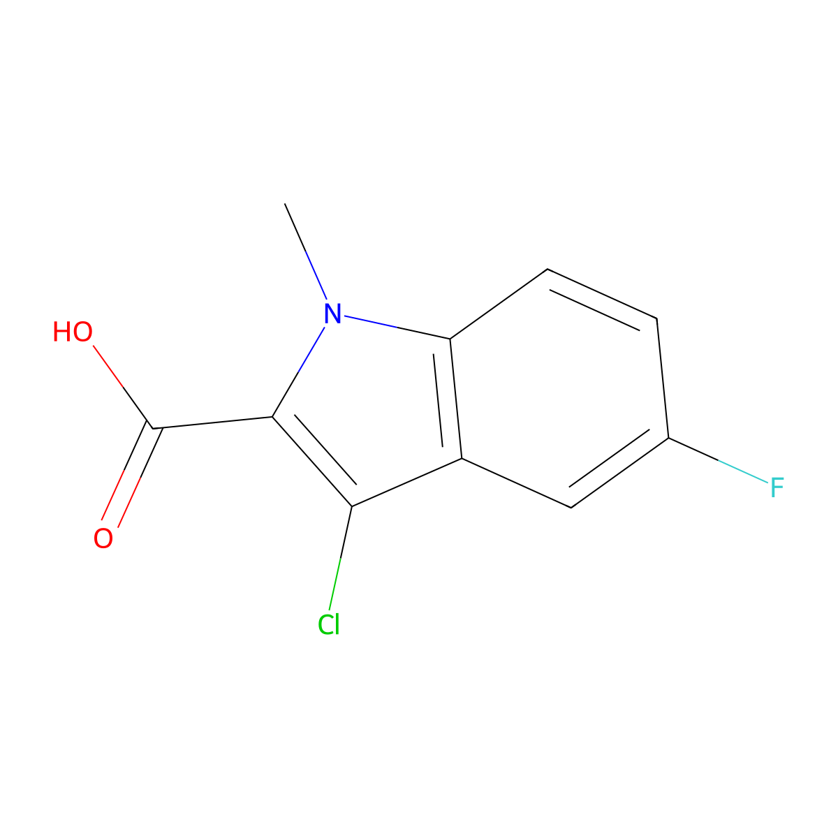 3-Chloro-5-fluoro-1-methyl-indole-2-carboxylic acid molecular structure, CAS 167631-56-3
