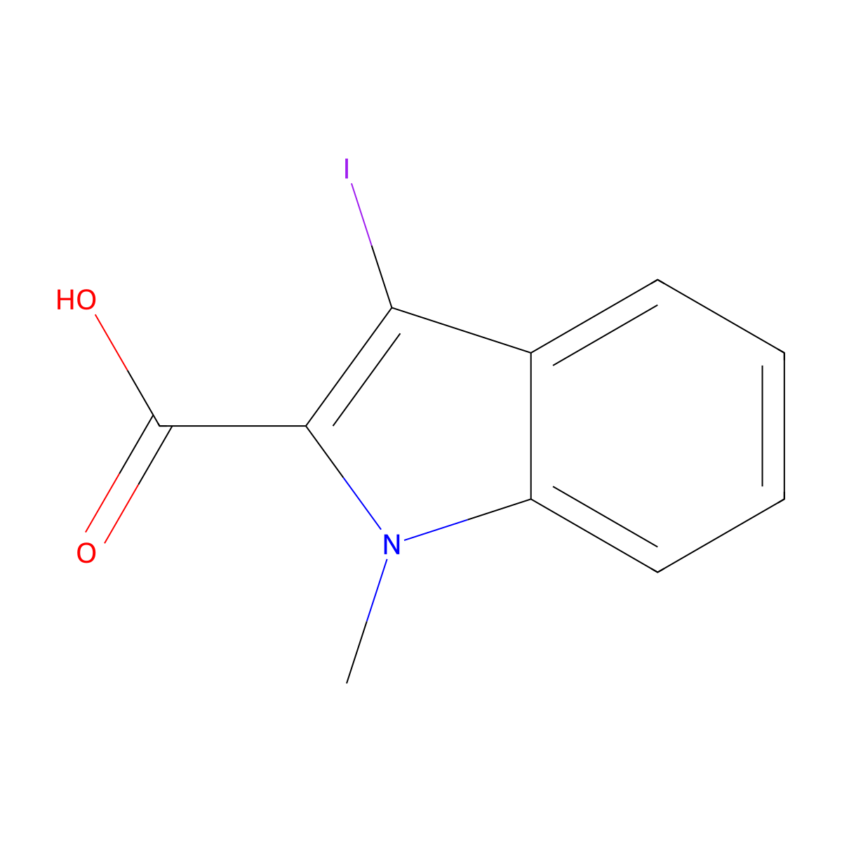 3-Iodo-1-methyl-1H-indole-2-carboxylic acid molecular structure, CAS 167631-59-6