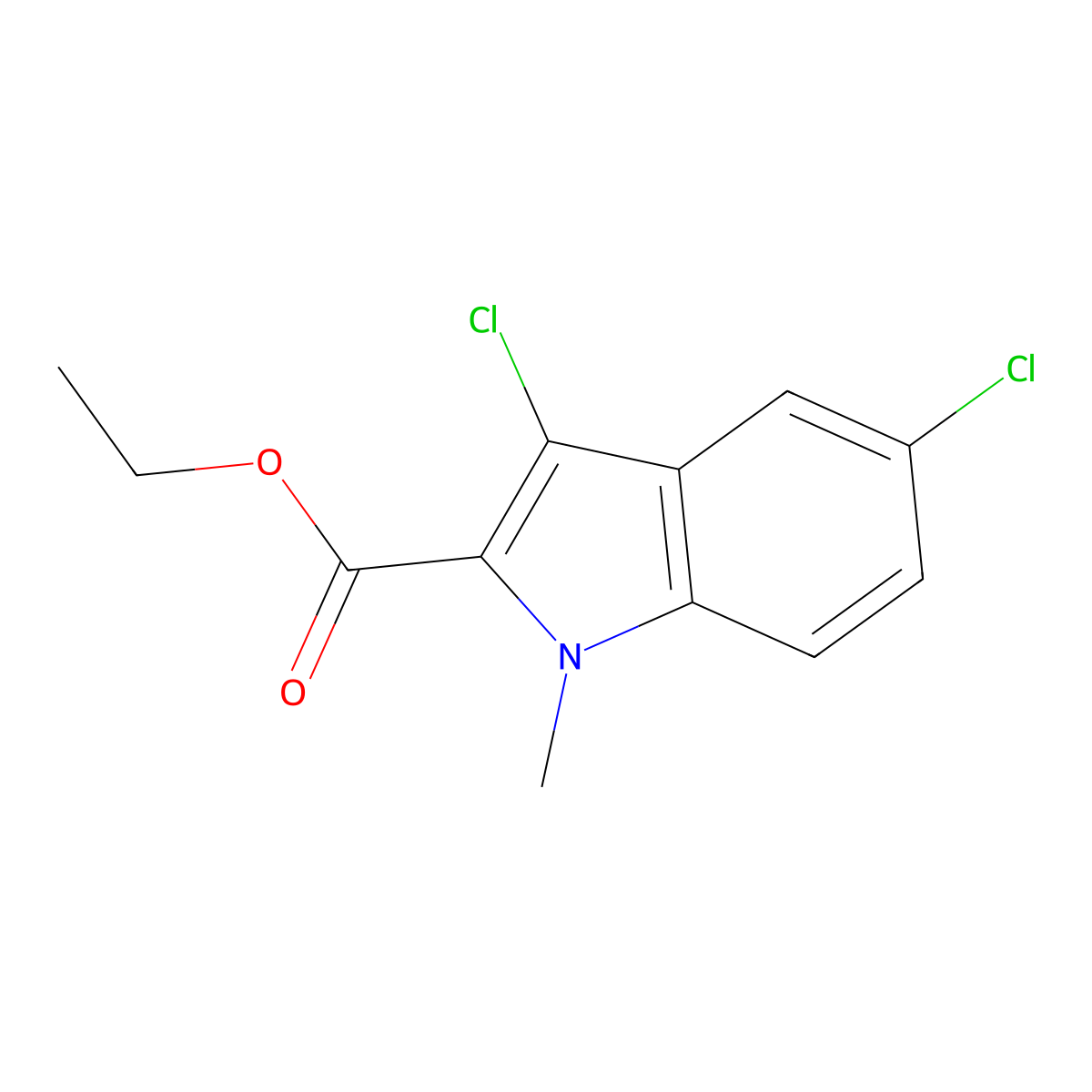 Ethyl 3,5-dichloro-1-methyl-1H-indole-2-carboxylate molecular structure, CAS 167631-91-6