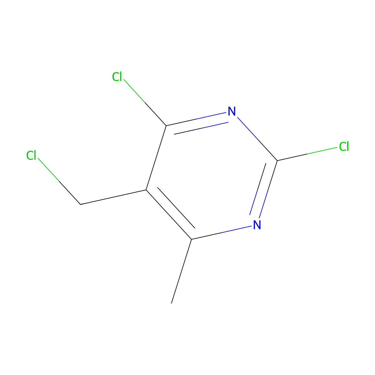 2,4-Dichloro-5-(chloromethyl)-6-methylpyrimidine molecular structure, CAS 16768-43-7