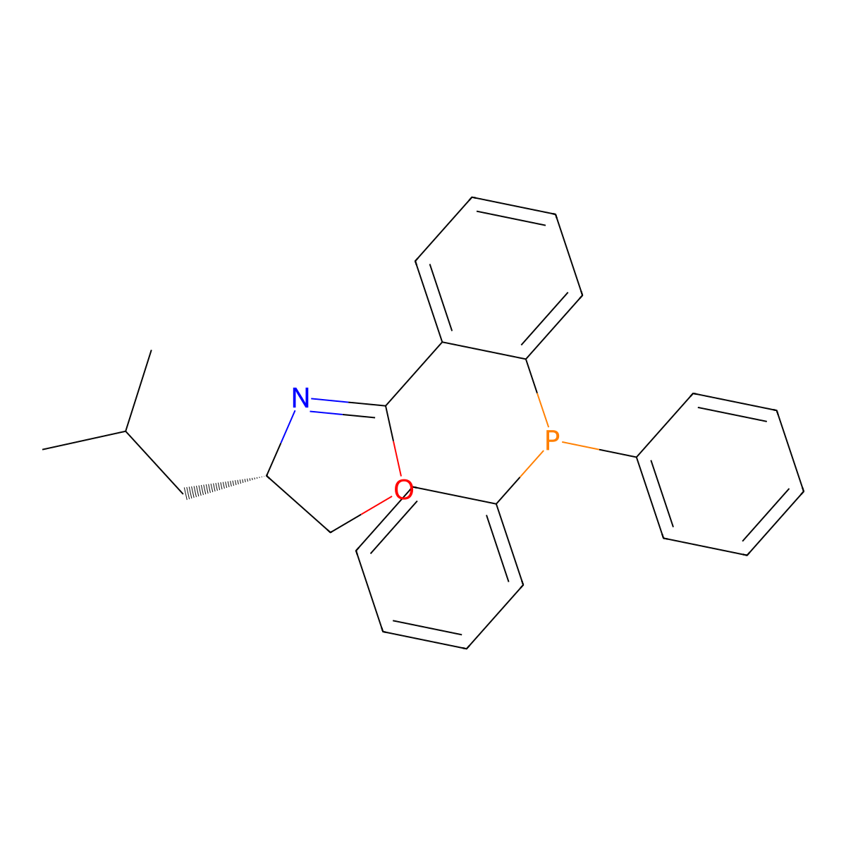 (S)-2-(2-(Diphenylphosphanyl)phenyl)-4-isobutyl-4,5-dihydrooxazole molecular structure, CAS 167693-62-1