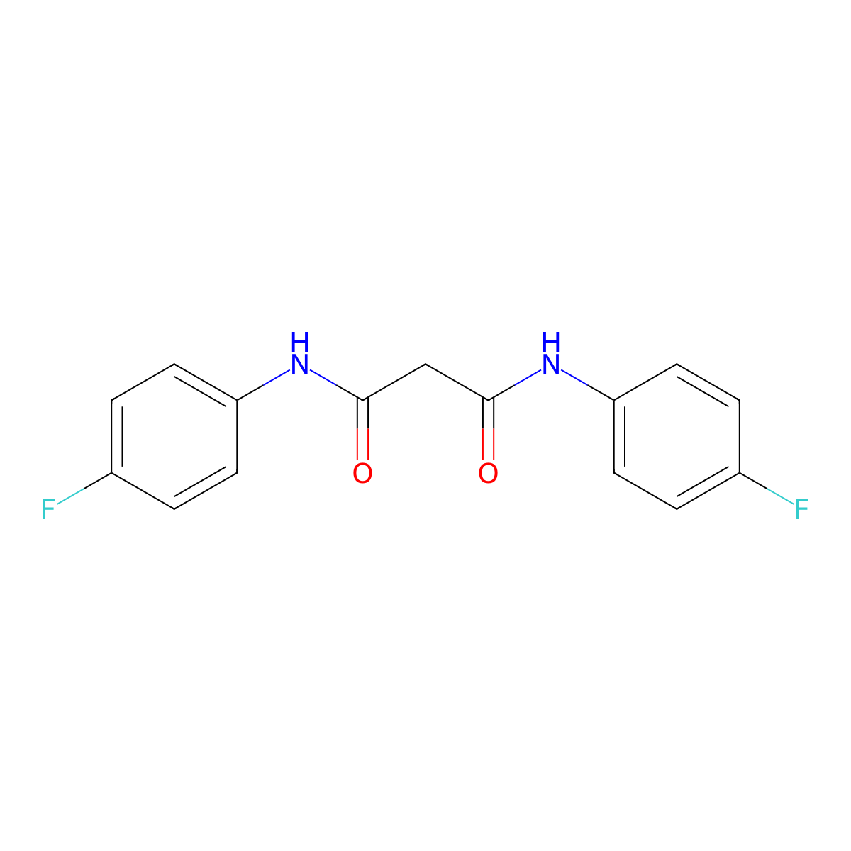 N,N'-bis(4-fluorophenyl)propanediamide molecular structure, CAS 1677-29-8