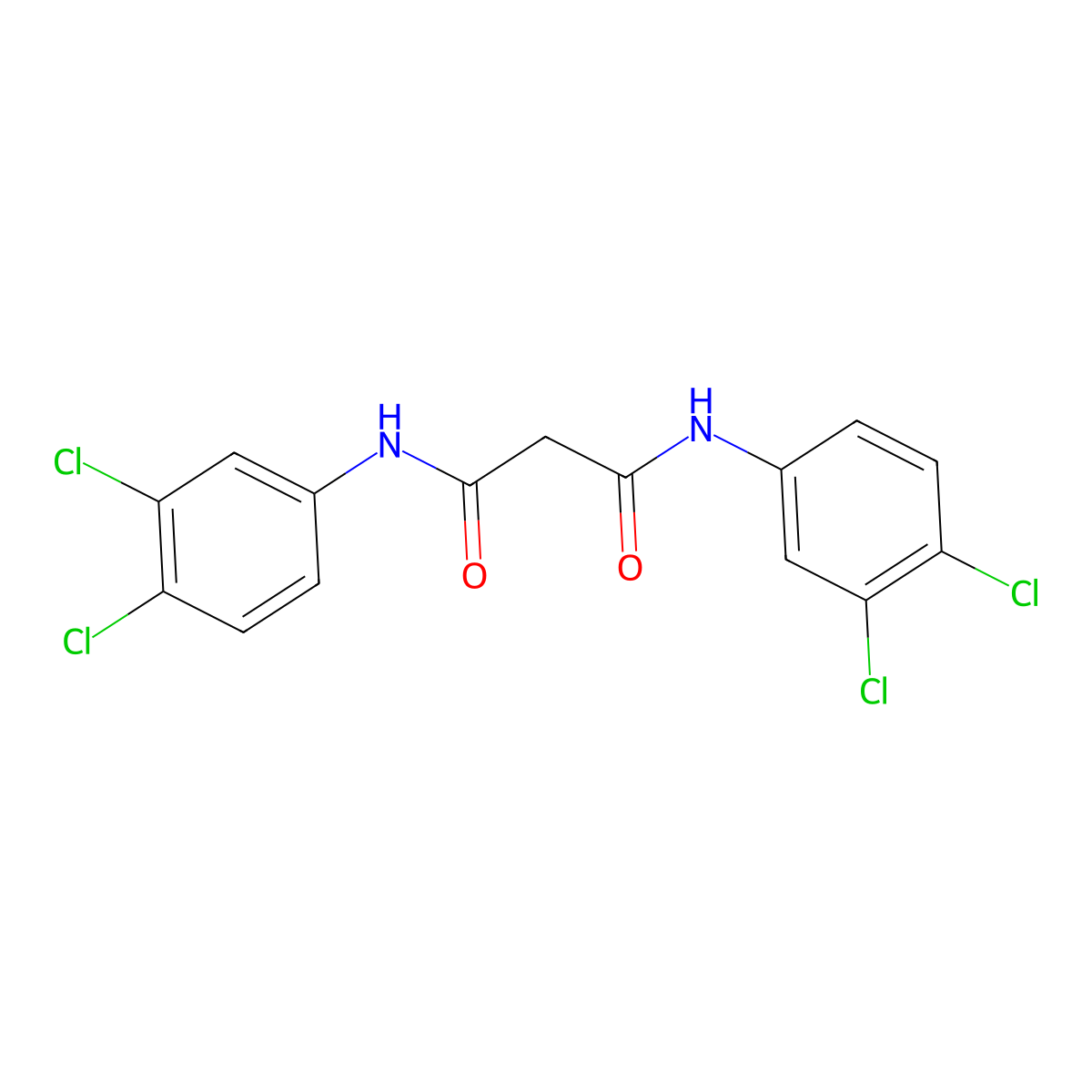 N,N'-bis(3,4-dichlorophenyl)propanediamide molecular structure, CAS 1677-30-1