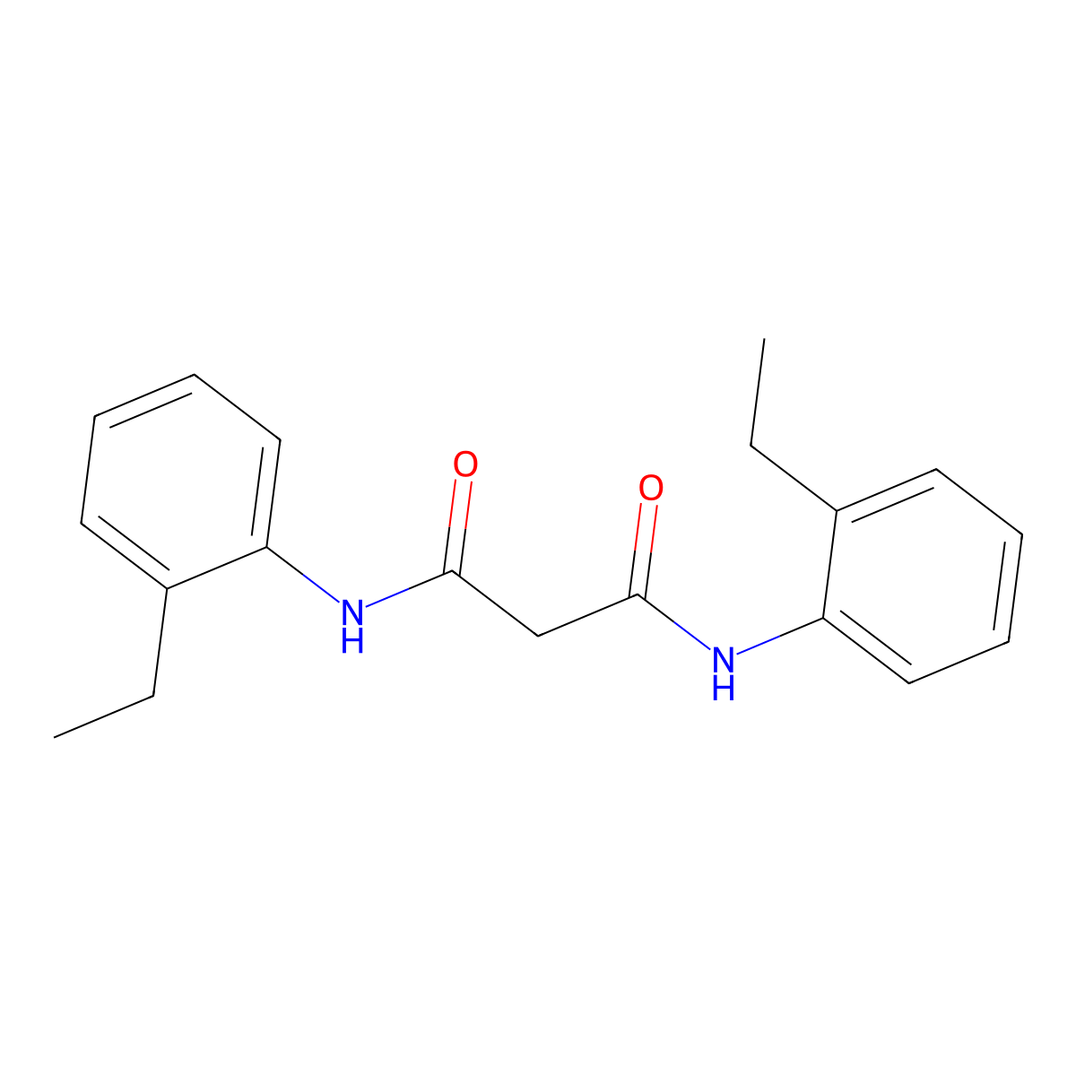 N1,N3-Bis(2-ethylphenyl)propanediamide molecular structure, CAS 1677-31-2