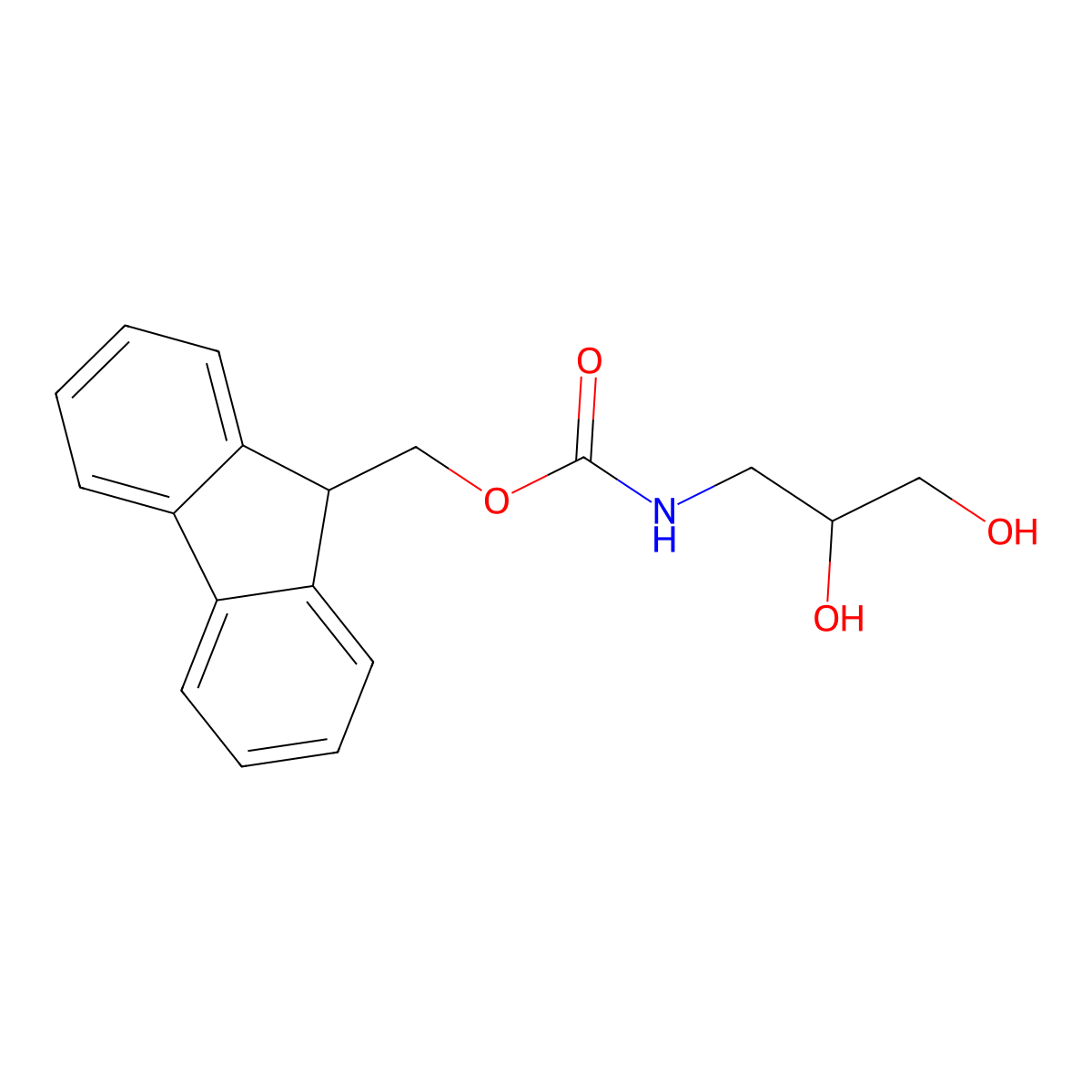 9H-fluoren-9-ylmethyl N-(2,3-dihydroxypropyl)carbamate molecular structure, CAS 167700-44-9