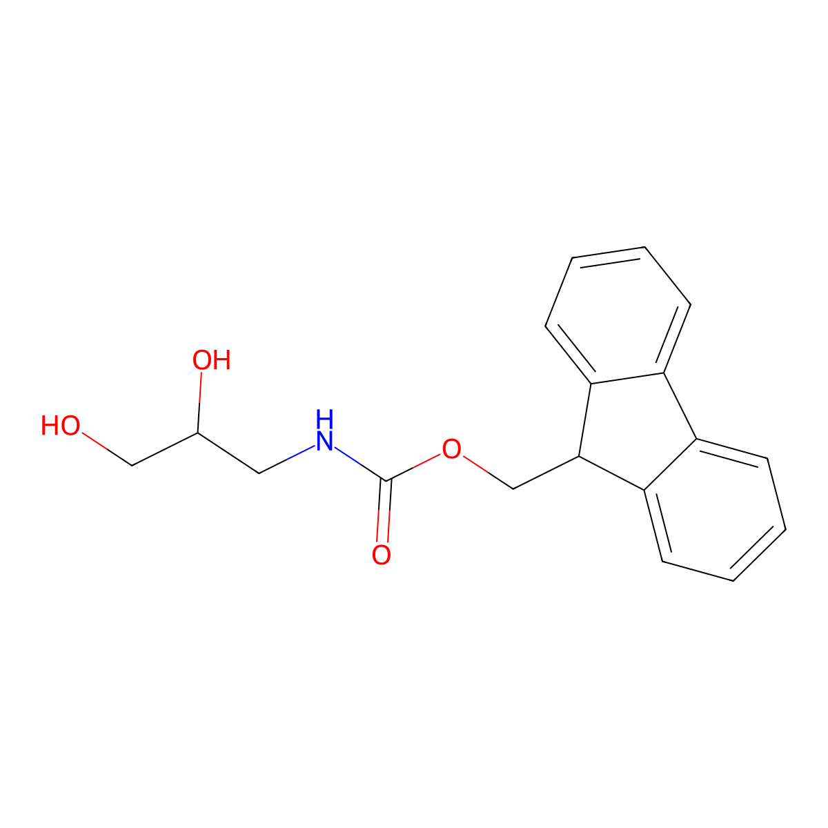 9H-fluoren-9-ylmethyl N-(2,3-dihydroxypropyl)carbamate molecular structure, CAS 167700-44-9