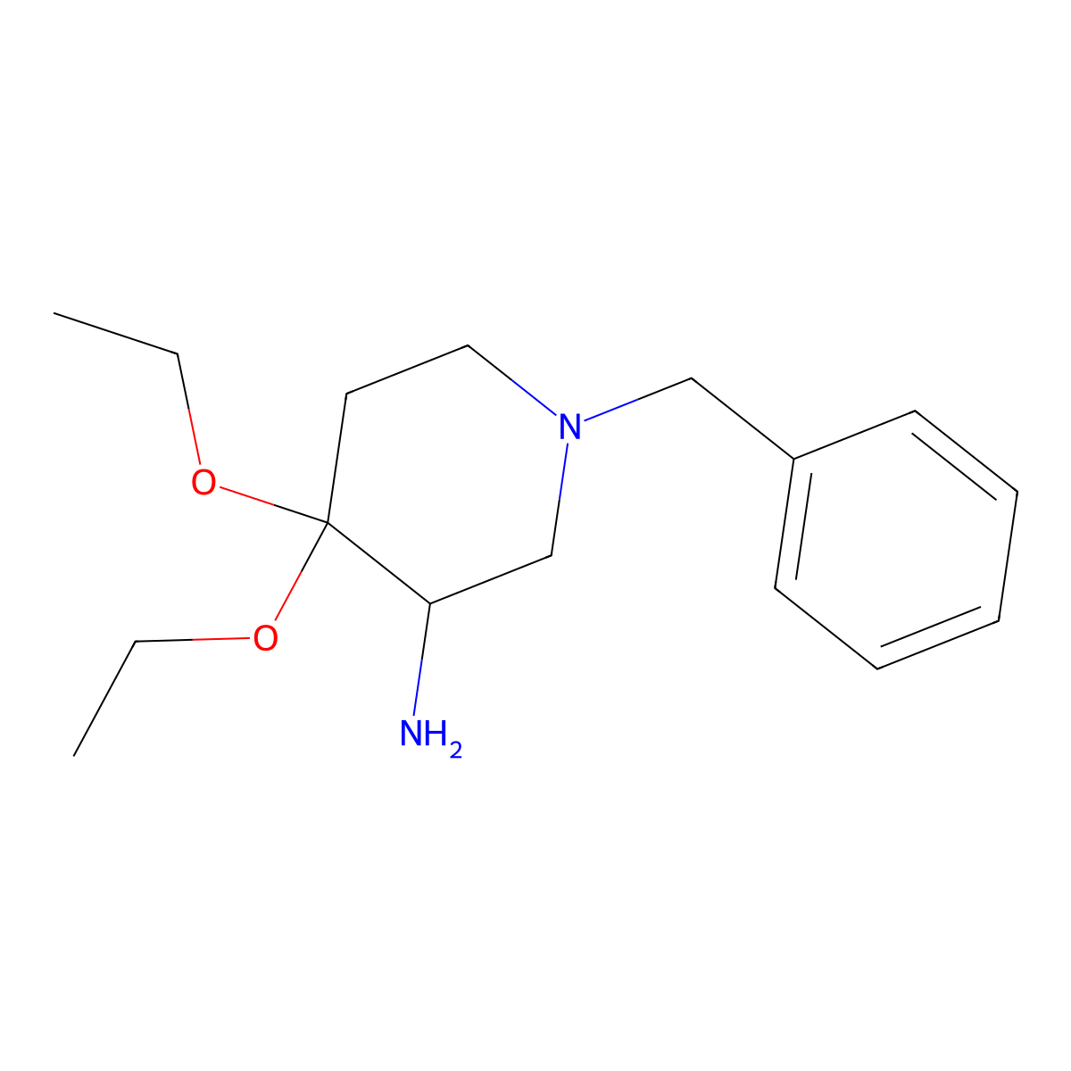 1-Benzyl-4,4-diethoxypiperidin-3-amine molecular structure, CAS 167705-70-6
