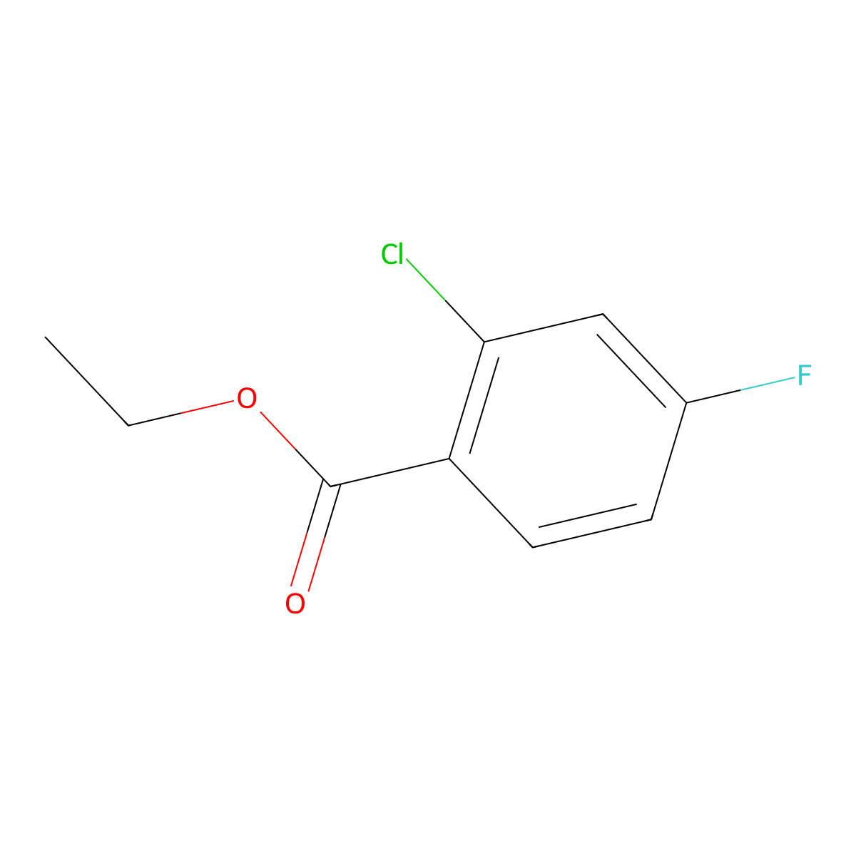 Benzoic acid, 2-chloro-4-fluoro-, ethyl ester molecular structure, CAS 167758-87-4