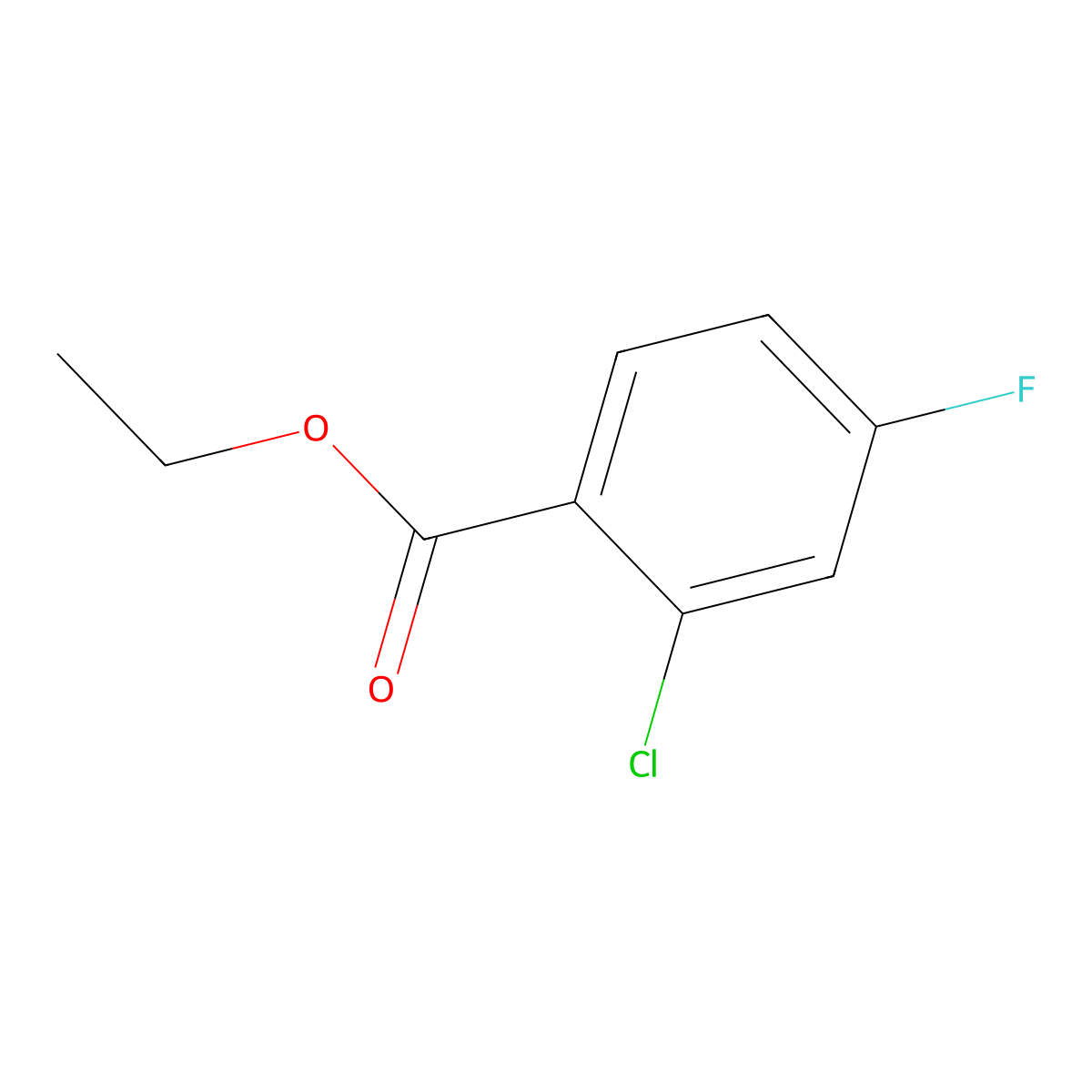 Benzoic acid, 2-chloro-4-fluoro-, ethyl ester molecular structure, CAS 167758-87-4