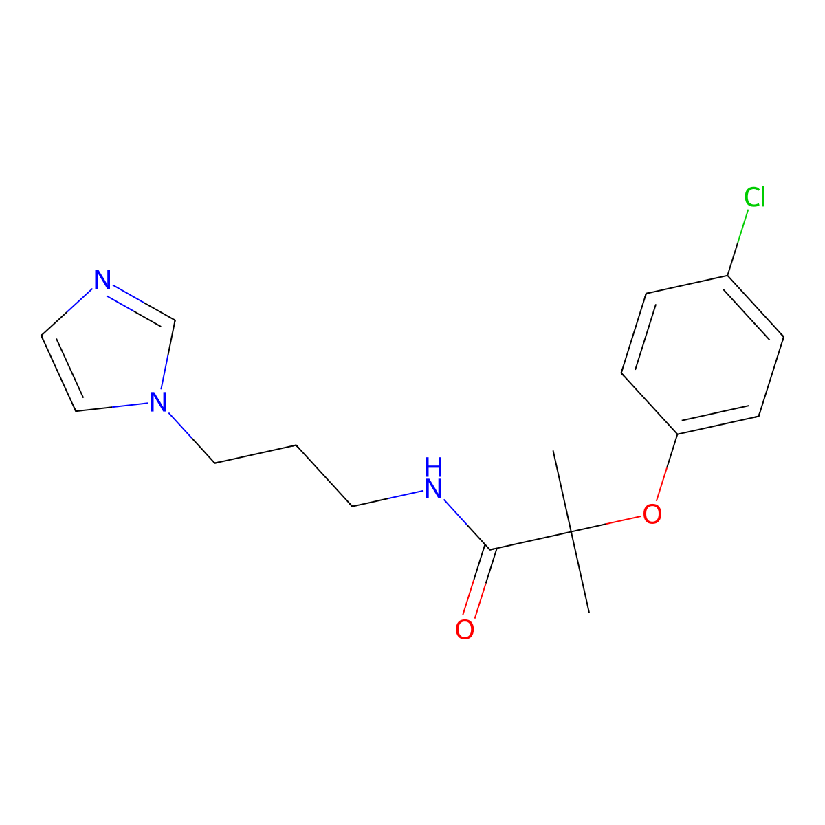 2-(4-chlorophenoxy)-N-[3-(1H-imidazol-1-yl)propyl]-2-methylpropanamide molecular structure, CAS 167761-92-4