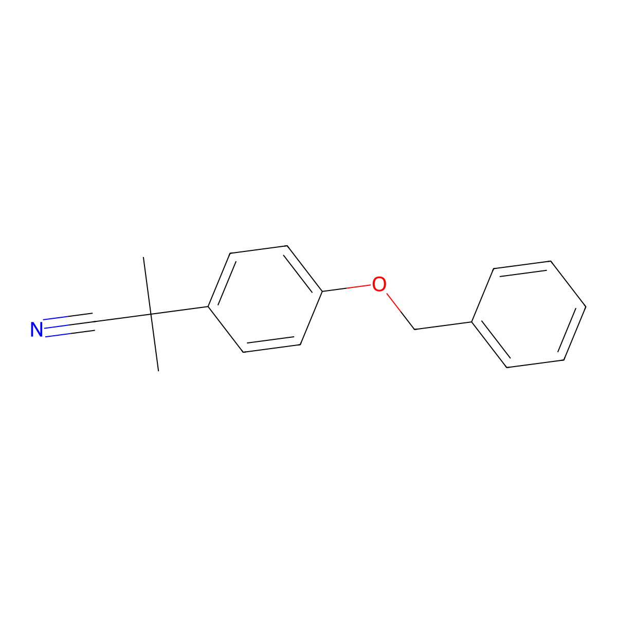 2-(4-(Benzyloxy)phenyl)-2-methylpropanenitrile molecular structure, CAS 167762-83-6