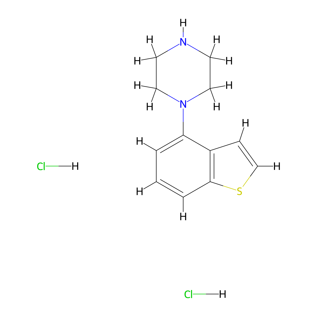 Piperazine, 1-benzo[b]thien-4-yl-, hydrochloride (1:2) molecular structure, CAS 1677681-05-8