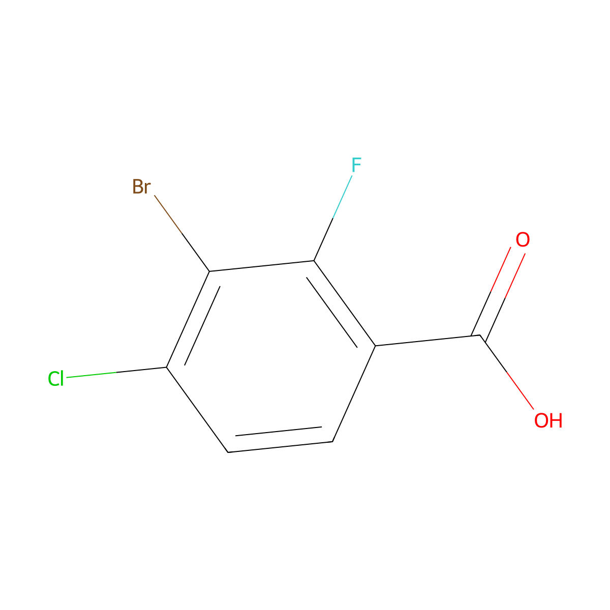 3-Bromo-4-chloro-2-fluorobenzoic acid molecular structure, CAS 1677706-23-8