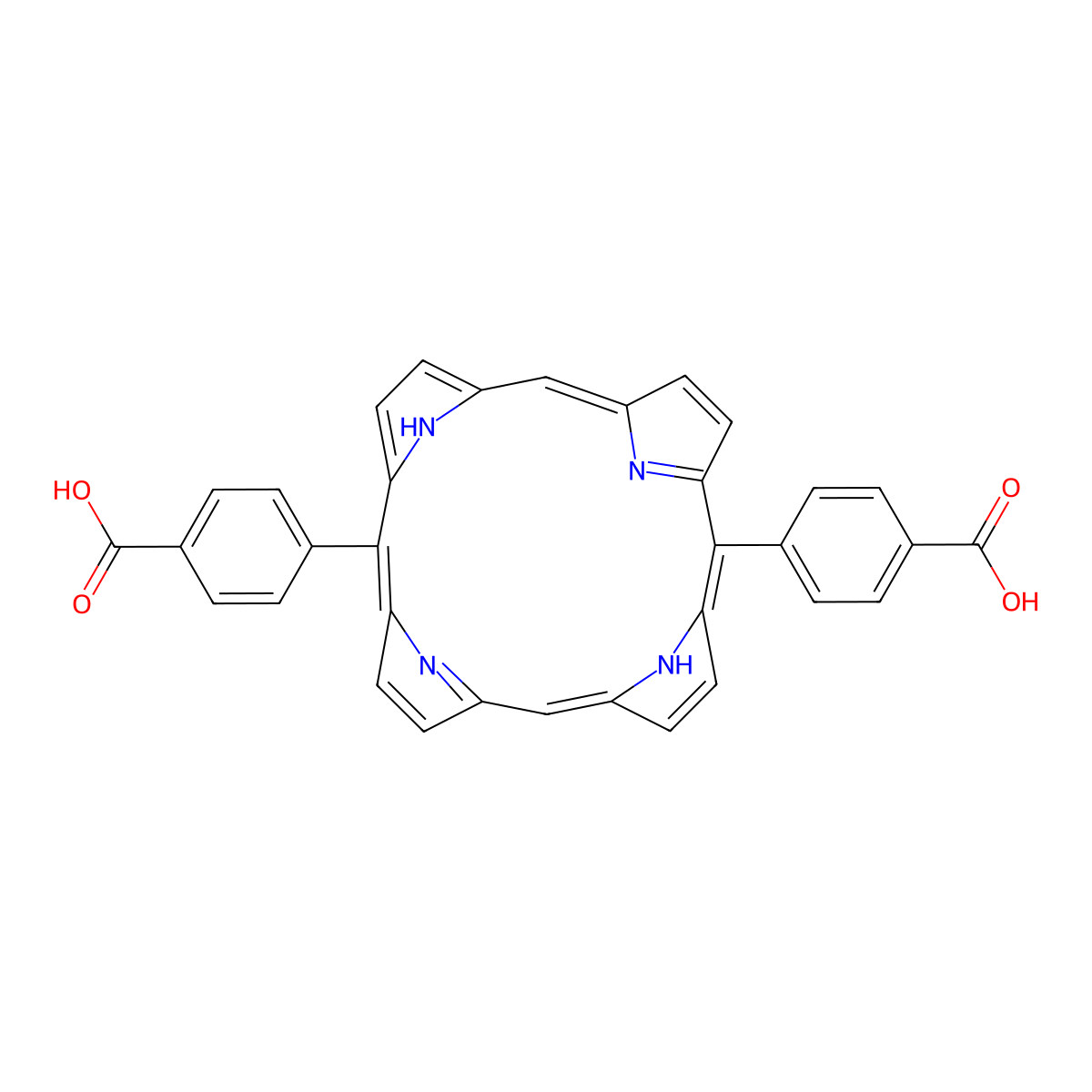 4,4'-(Porphyrin-5,15-diyl)dibenzoic acid molecular structure, CAS 167777-26-6