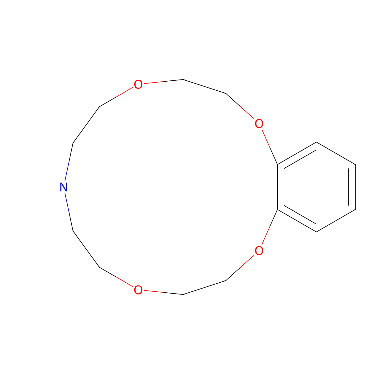 7-Methyl-2,3,6,7,8,9,11,12-octahydro-5H-1,4,10,13,7-benzotetraoxazacyclopentadecine molecular structure, CAS 167780-45-2