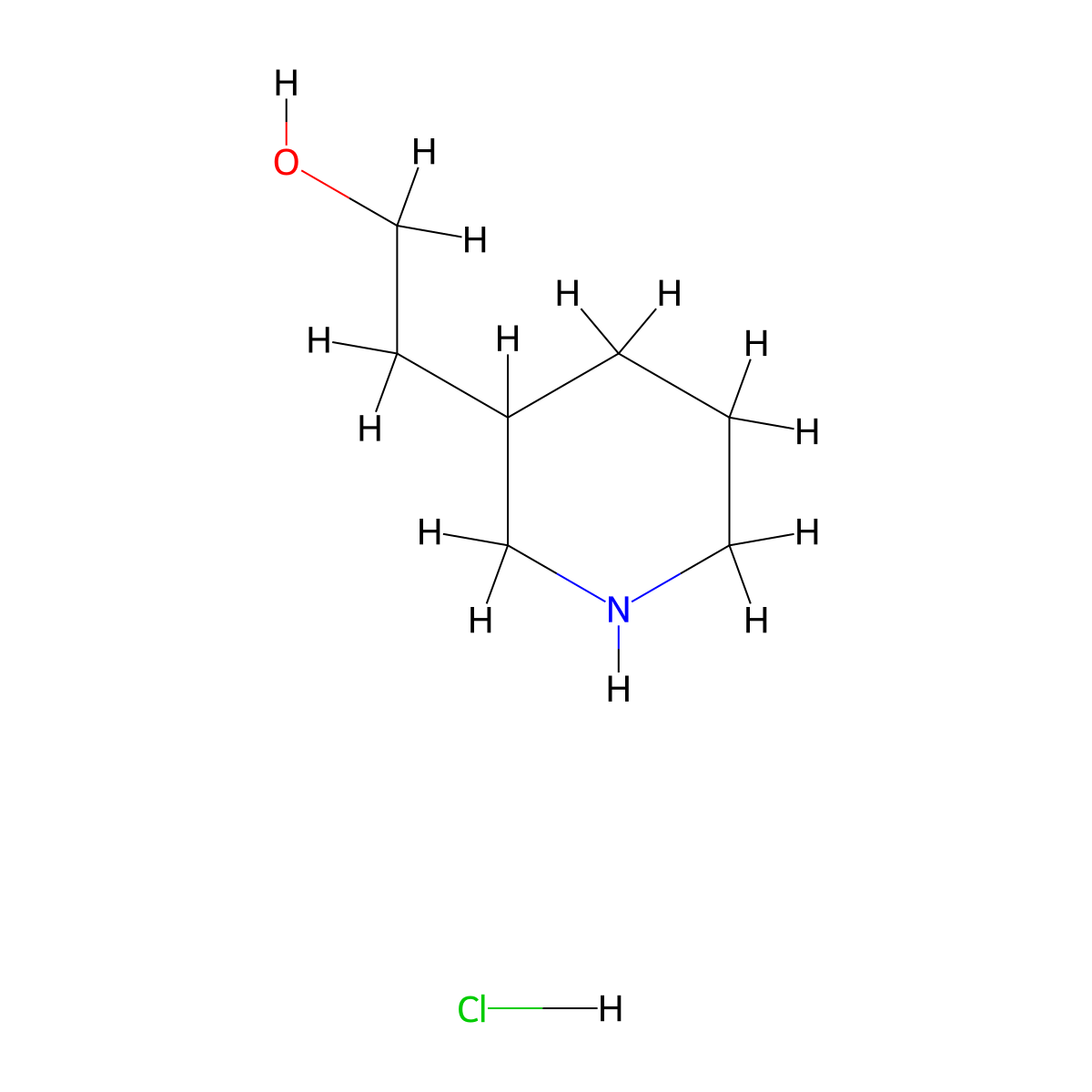 2-(Piperidin-3-yl)ethan-1-ol hydrochloride molecular structure, CAS 16780-04-4
