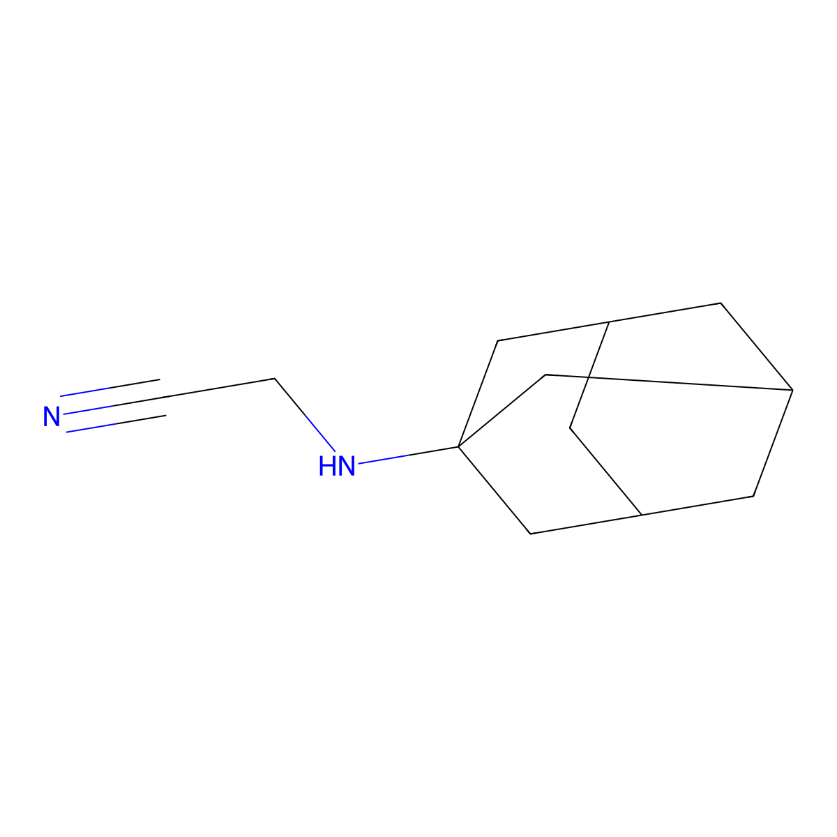 2-(Tricyclo(3.3.1.13,7)dec-1-ylamino)acetonitrile molecular structure, CAS 16782-40-4