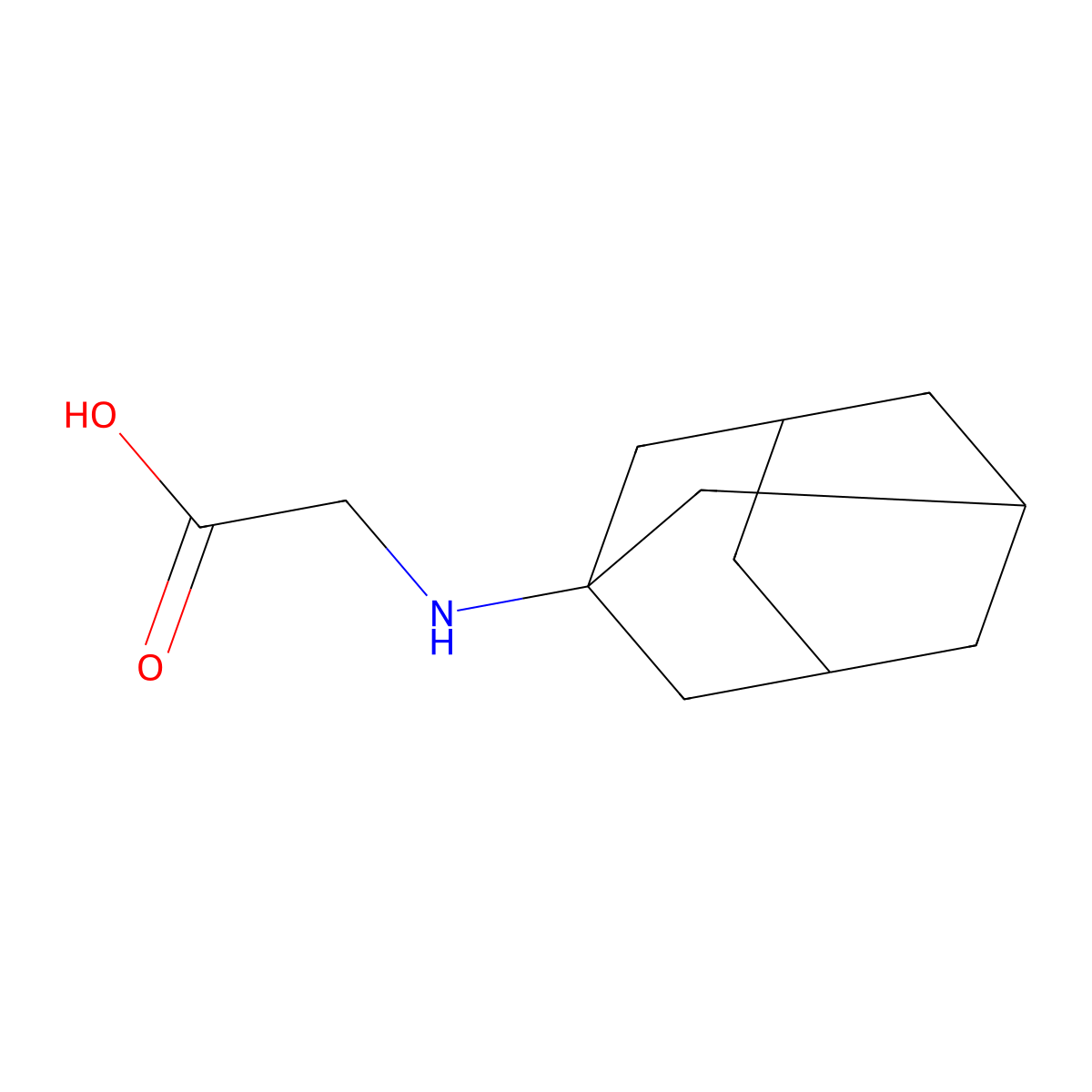 N-Tricyclo[3.3.1.13,7]dec-1-ylglycine molecular structure, CAS 16782-41-5