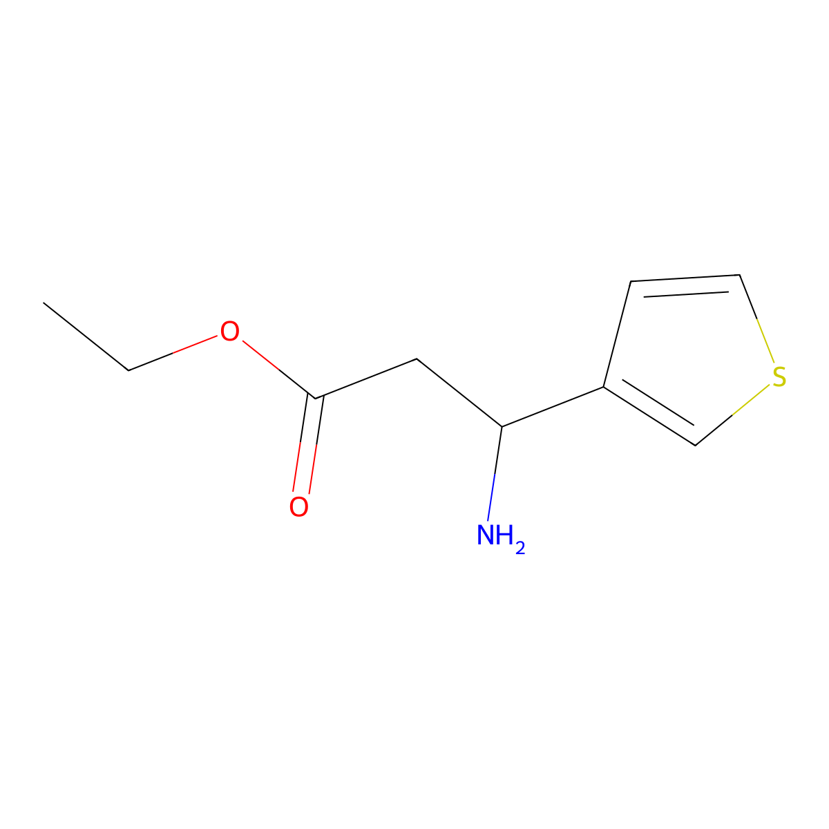 Ethyl 3-amino-3-(thiophen-3-yl)propanoate molecular structure, CAS 167834-28-8