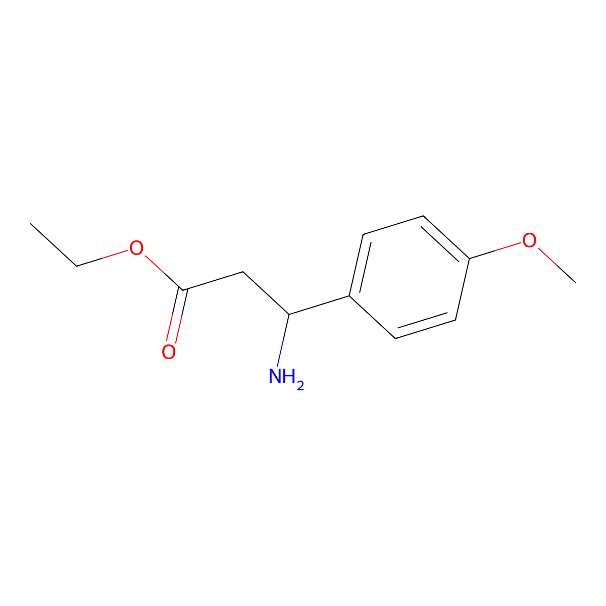 Ethyl 3-amino-3-(4-methoxyphenyl)propanoate molecular structure, CAS 167834-29-9