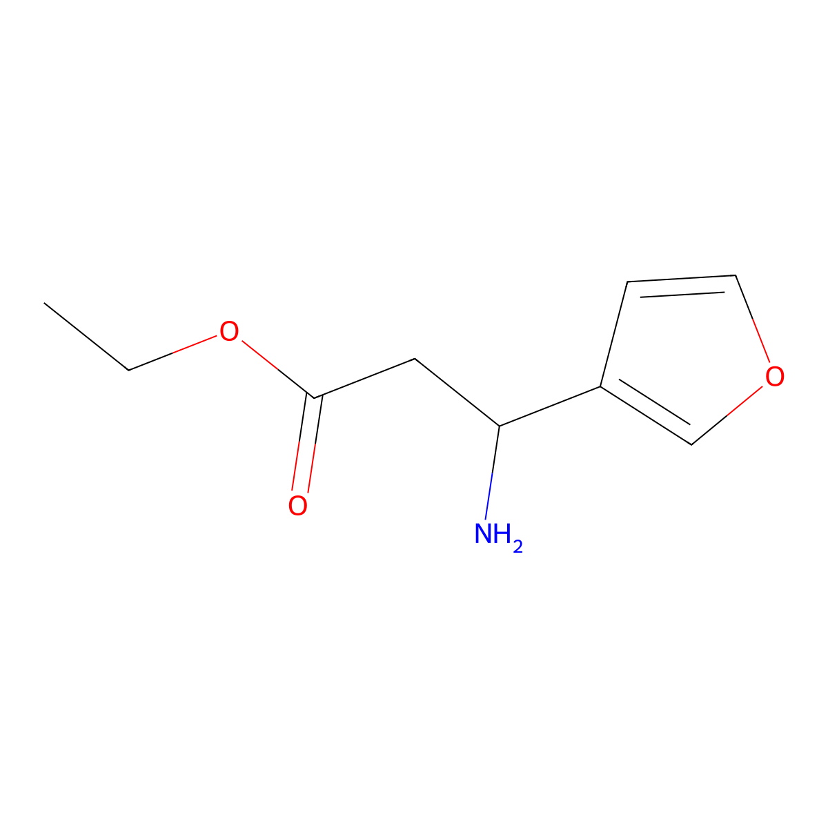 ethyl (3S)-3-amino-3-(furan-3-yl)propanoate molecular structure, CAS 167834-30-2