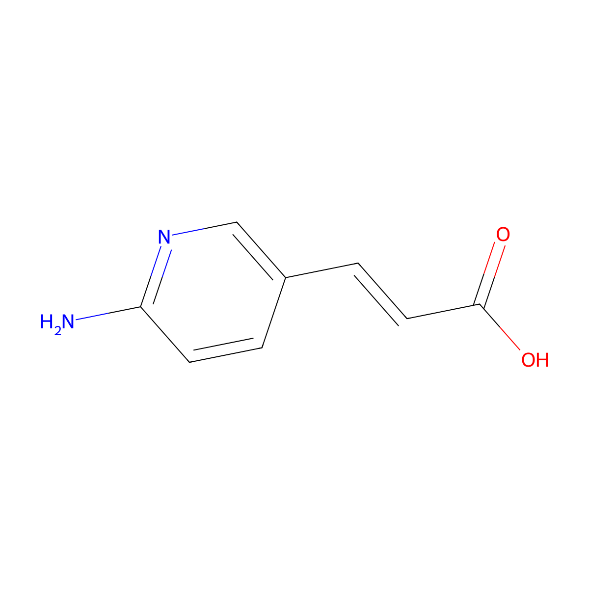 (2E)-3-(6-aminopyridin-3-yl)prop-2-enoic acid molecular structure, CAS 167837-43-6