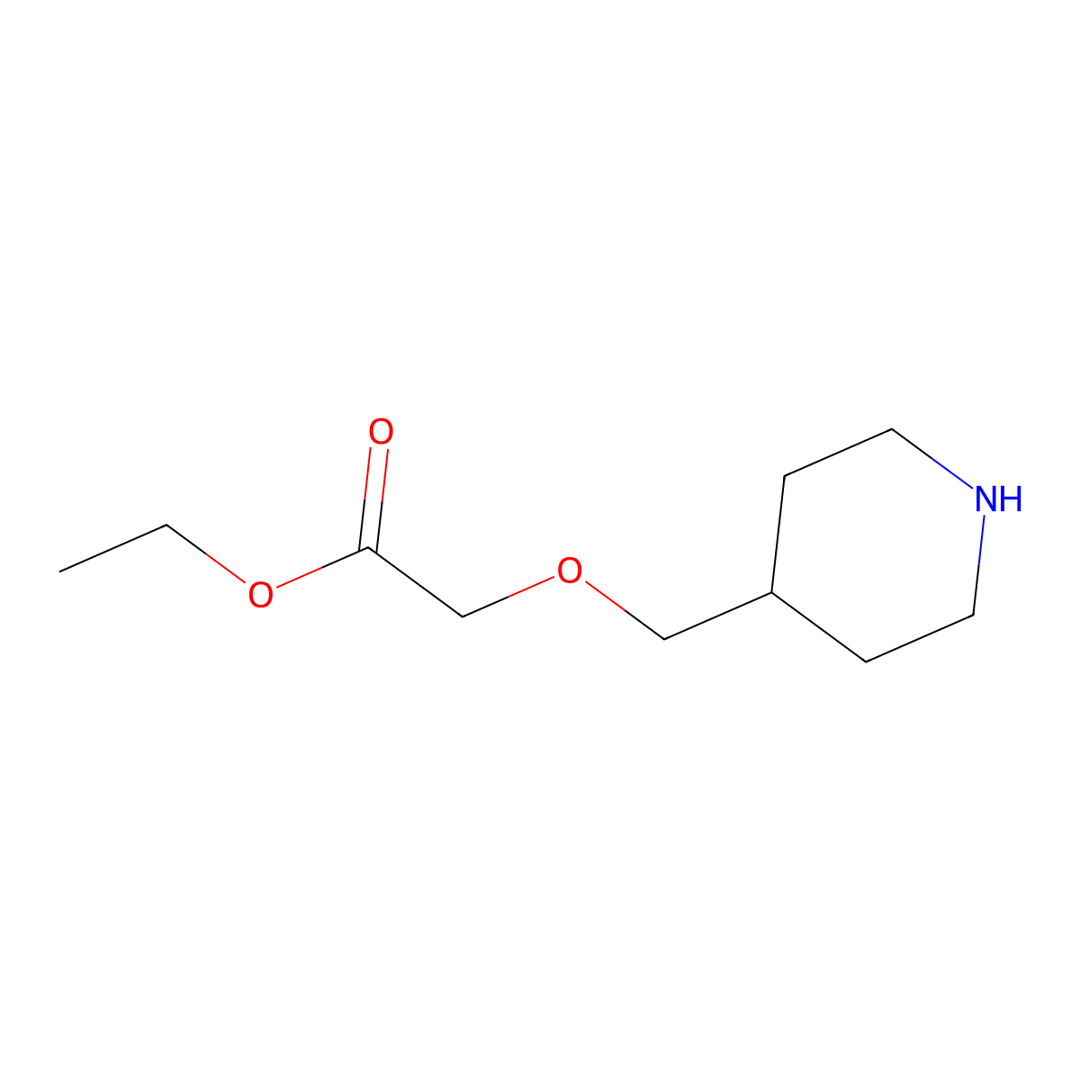 Ethyl 2-[(piperidin-4-yl)methoxy]acetate molecular structure, CAS 167843-52-9