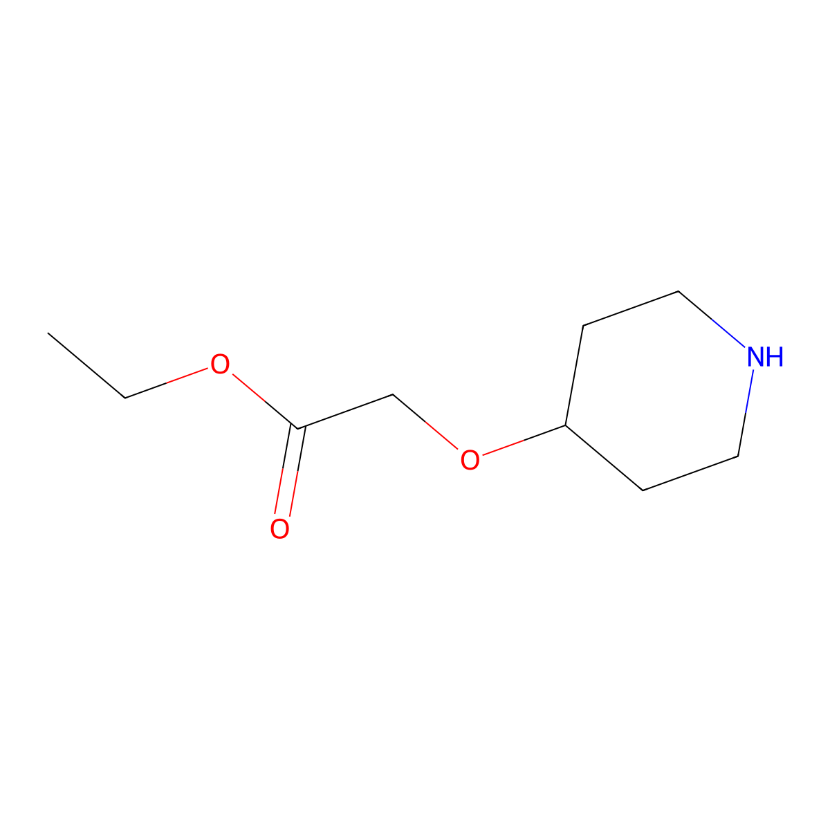 Ethyl 2-(piperidin-4-yloxy)acetate molecular structure, CAS 167844-03-3