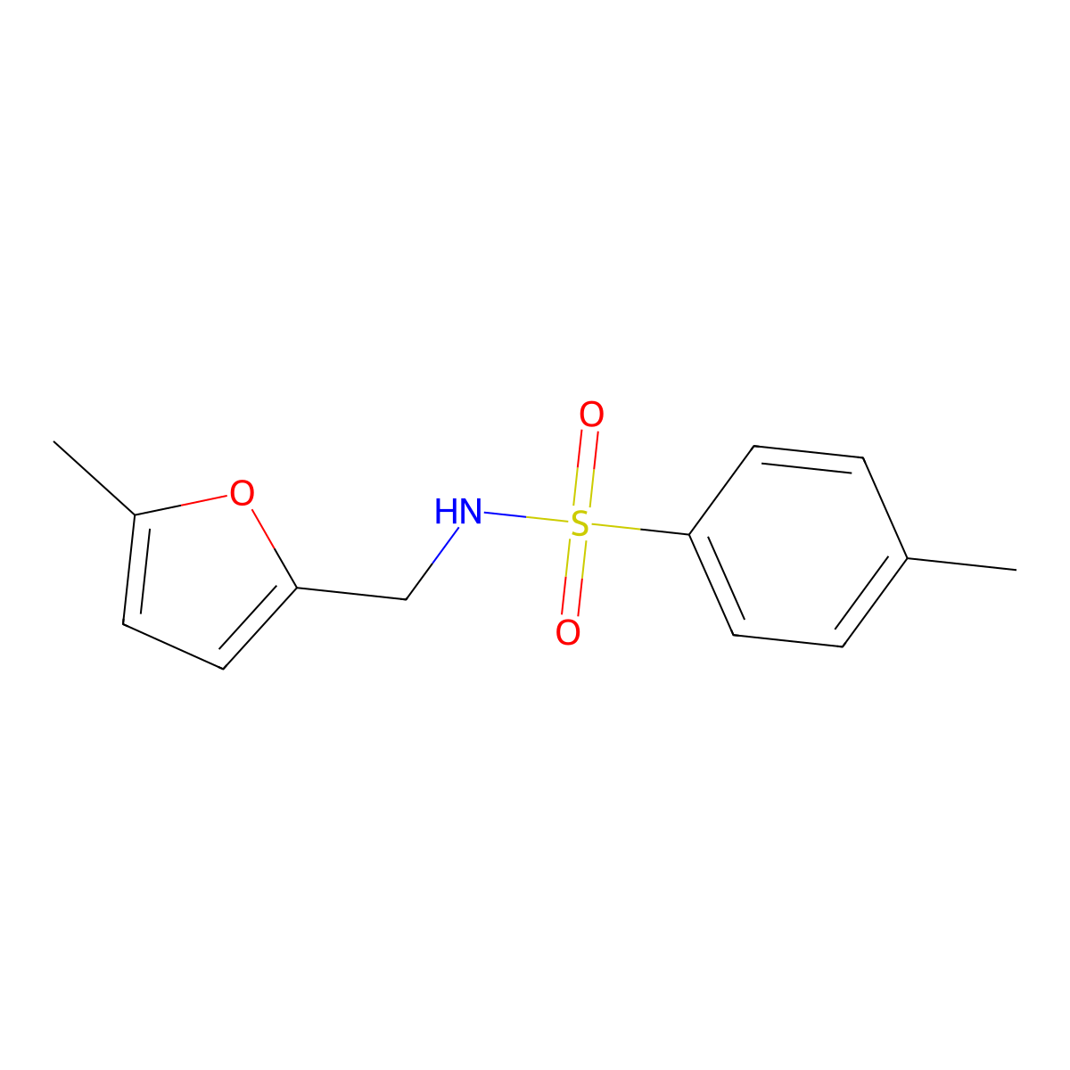 4-Methyl-N-[(5-methyl-2-furyl)methyl]benzene-sulfonamide molecular structure, CAS 167847-61-2