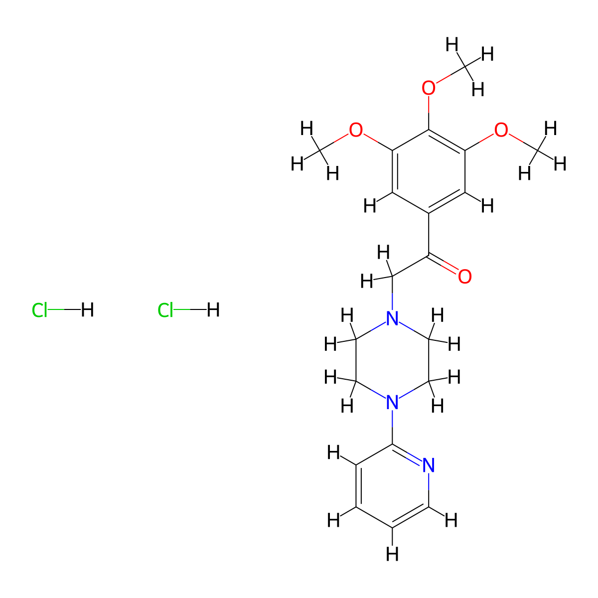 Acetophenone, 2-(4-(2-pyridyl)piperazinyl)-3',4',5'-trimethoxy-, dihydrochloride molecular structure, CAS 16785-32-3