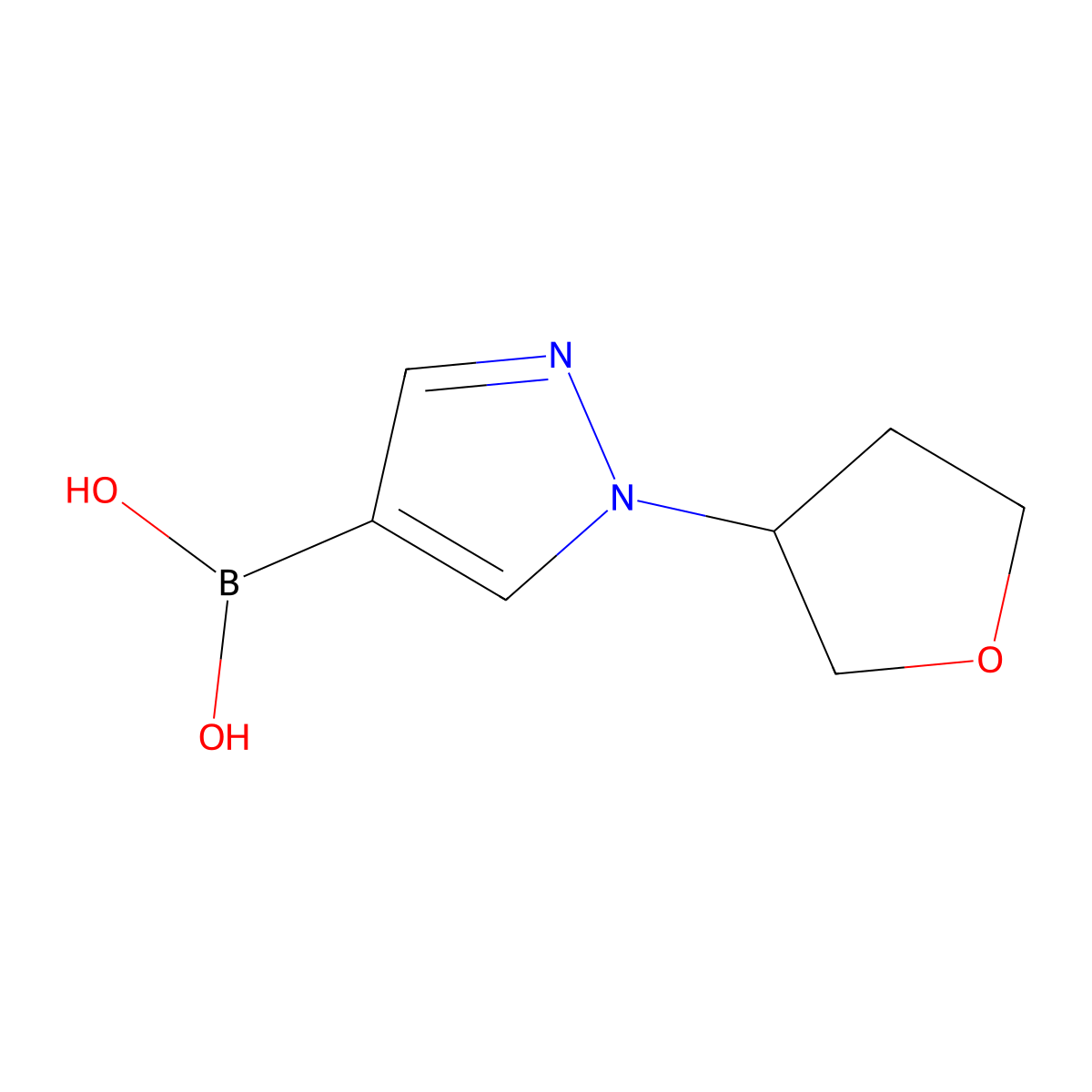 (1-(Tetrahydrofuran-3-yl)-1H-pyrazol-4-yl)boronic acid molecular structure, CAS 1678532-61-0