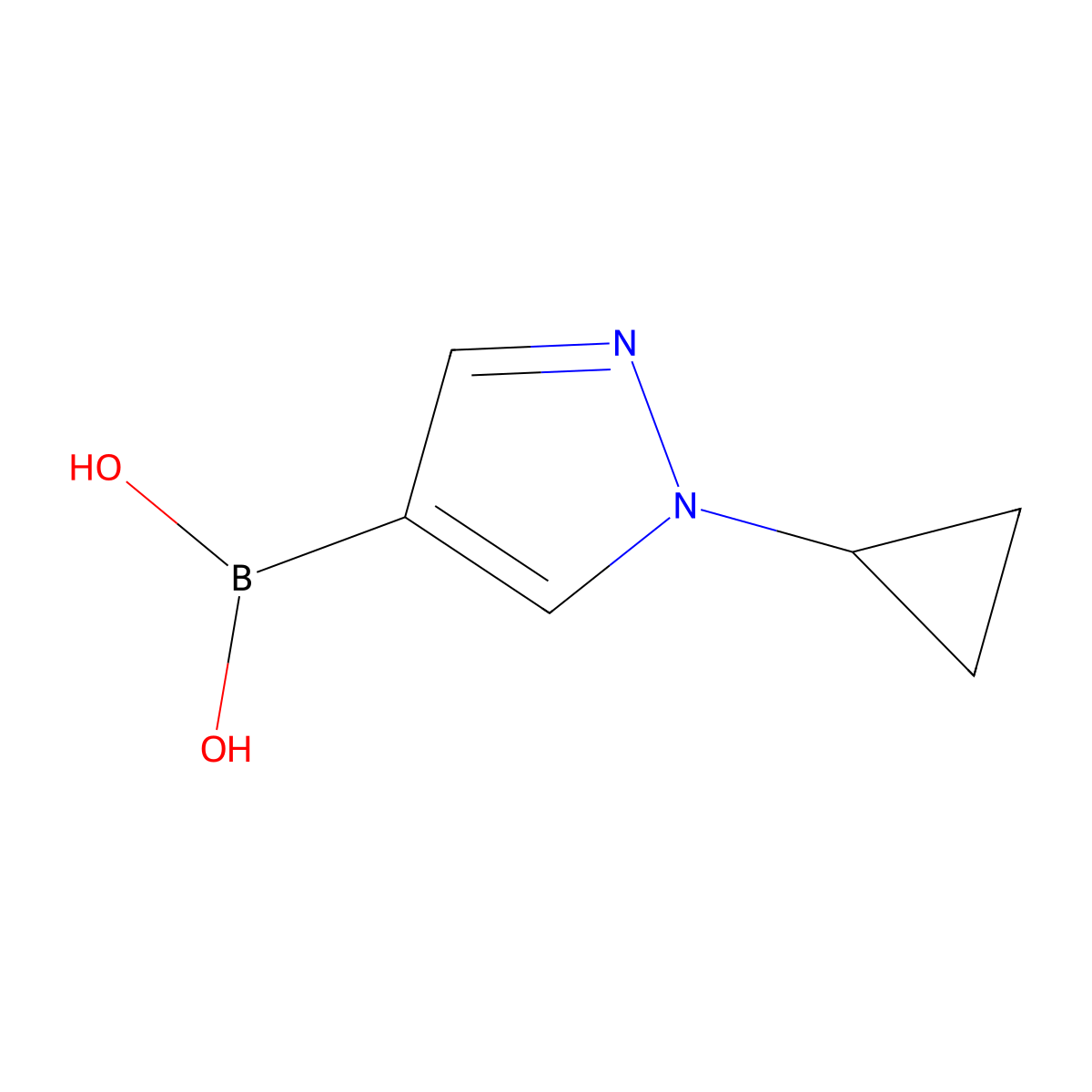 (1-Cyclopropyl-1H-pyrazol-4-YL)boronic acid molecular structure, CAS 1678534-30-9
