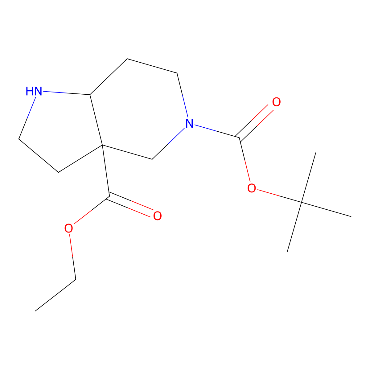 5-tert-butyl 3a-ethyl hexahydro-1H-pyrrolo[3,2-c]pyridine-3a,5(6H)-dicarboxylate molecular structure, CAS 1678555-81-1