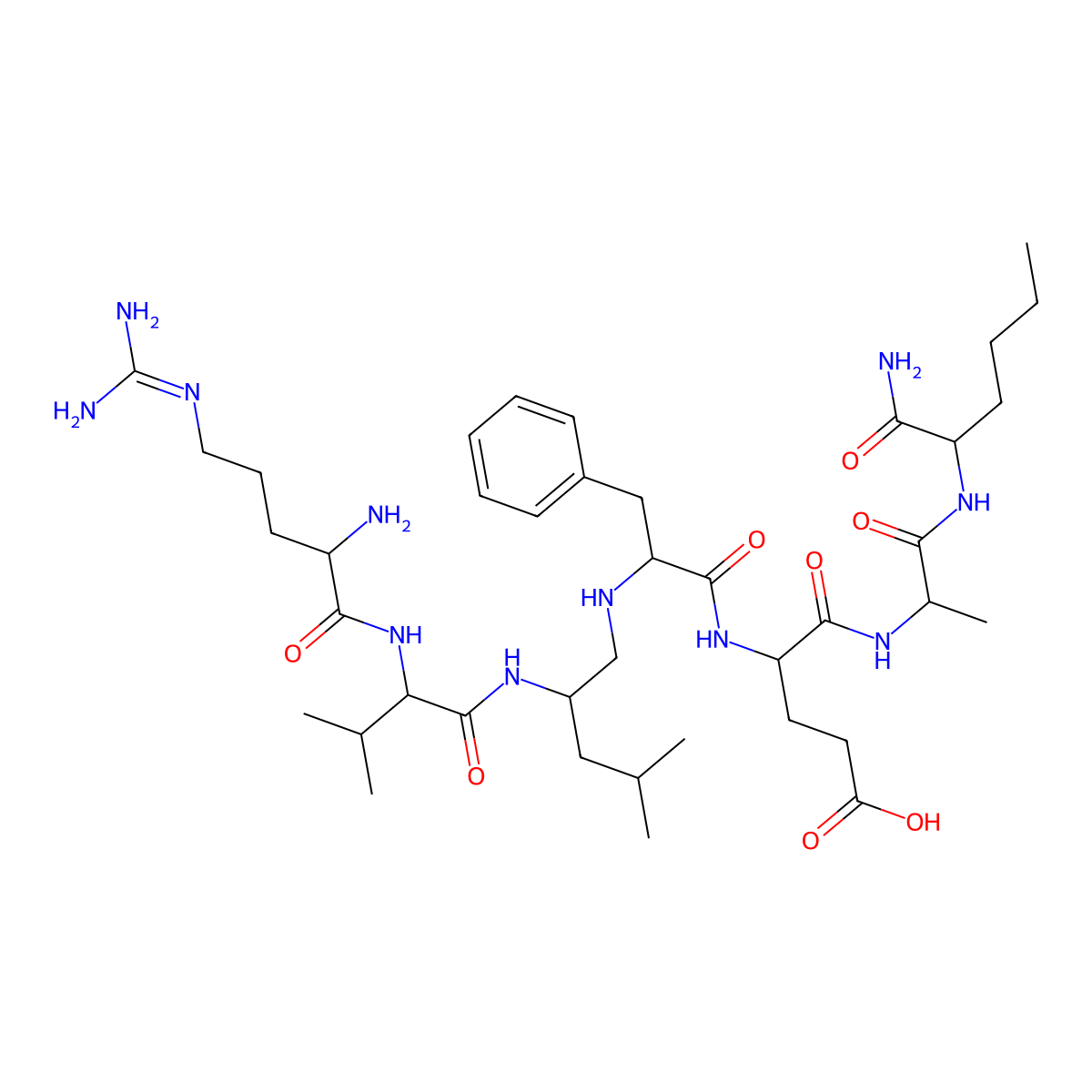(4S)-4-[[(2S)-2-[[(2S)-2-[[(2S)-2-[[(2S)-2-amino-5-(diaminomethylideneamino)pentanoyl]amino]-3-methylbutanoyl]amino]-4-methylpentyl]amino]-3-phenylpropanoyl]amino]-5-[[(2S)-1-[[(2S)-1-amino-1-oxohexan-2-yl]amino]-1-oxopropan-2-yl]amino]-5-oxopentanoic acid molecular structure, CAS 167875-35-6