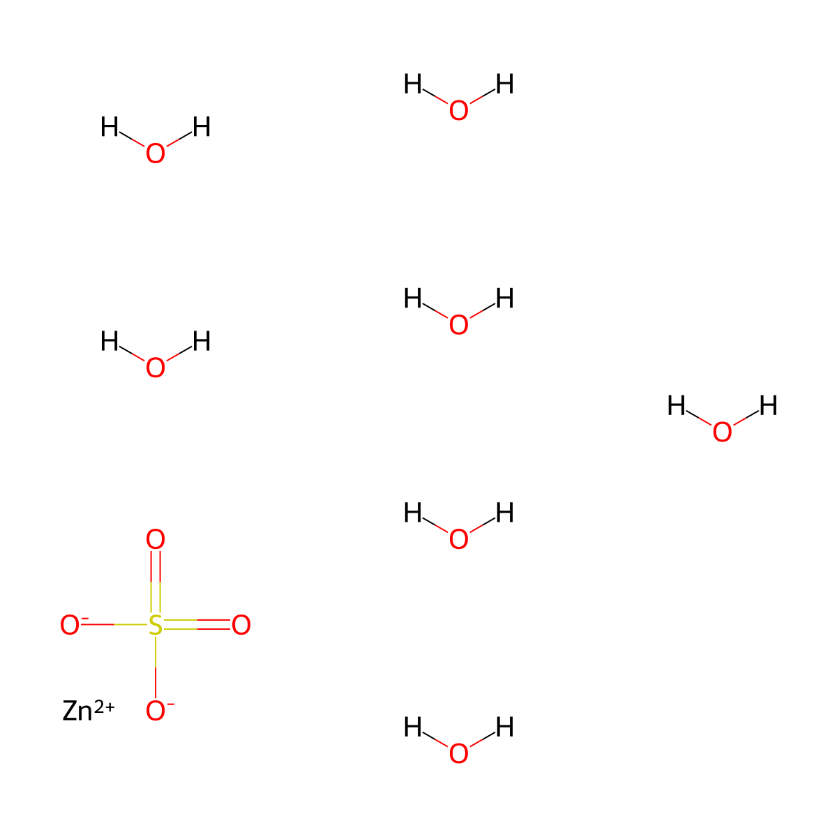 Zinc Sulfate Heptahydrate molecular structure, CAS 16788-42-4