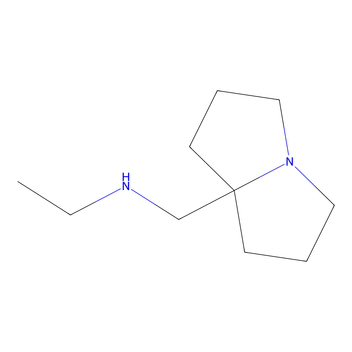 N-((Hexahydro-1H-pyrrolizin-7a-yl)methyl)ethanamine molecular structure, CAS 167889-22-7