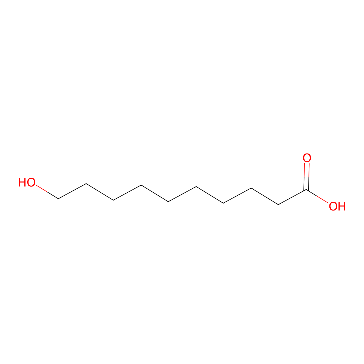 10-Hydroxydecanoic Acid molecular structure, CAS 1679-53-4