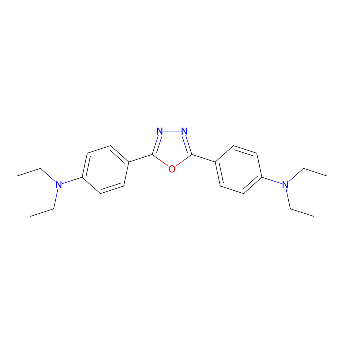 Benzenamine, 4,4'-(1,3,4-oxadiazole-2,5-diyl)bis[N,N-diethyl- molecular structure, CAS 1679-98-7