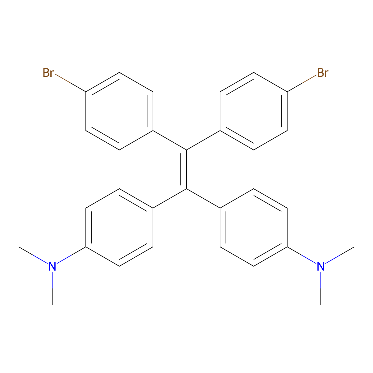 4,4'-(2,2-Bis(4-bromophenyl)ethene-1,1-diyl)bis(N,N-dimethylaniline) molecular structure, CAS 1679332-02-5