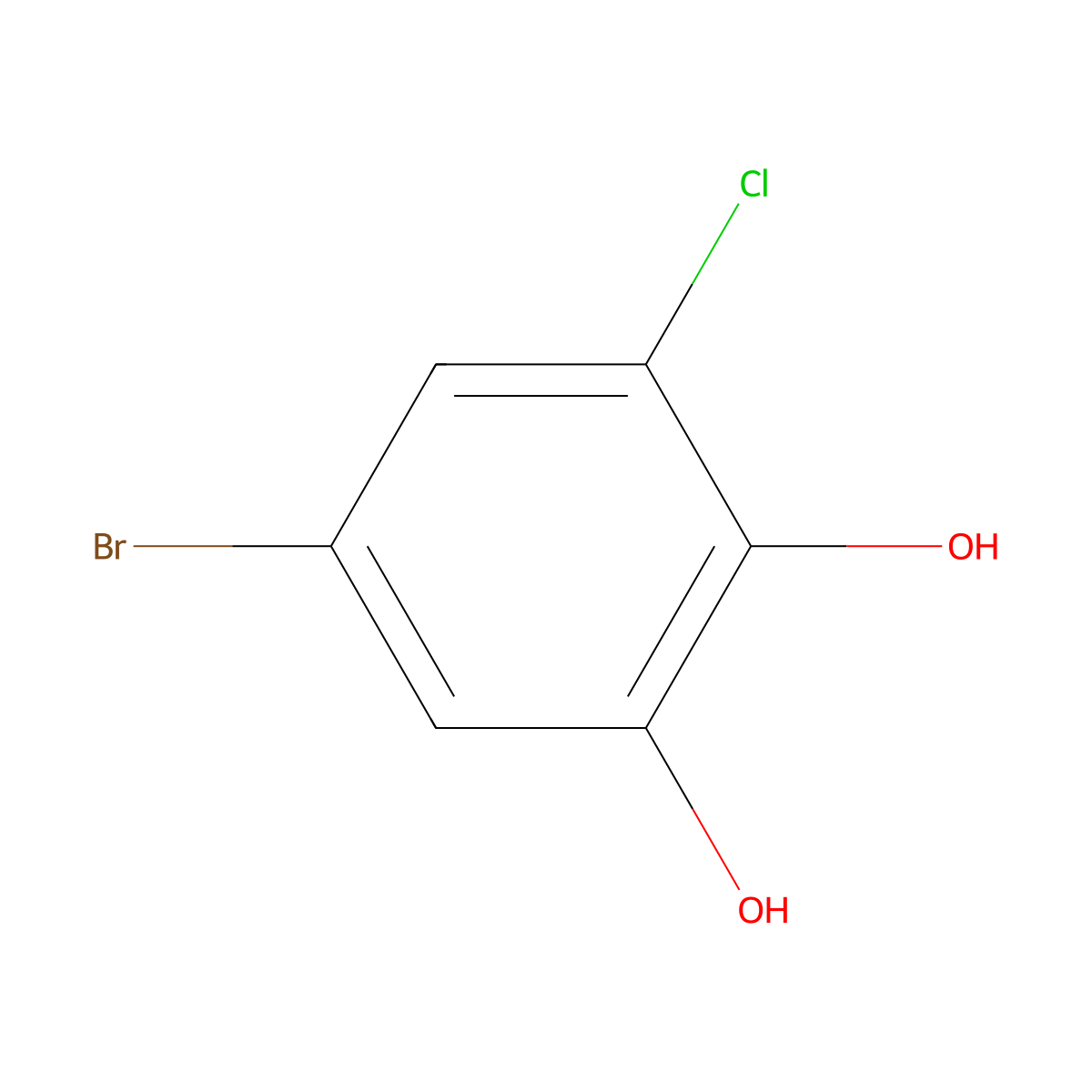 5-Bromo-3-chlorobenzene-1,2-diol molecular structure, CAS 1679348-17-4