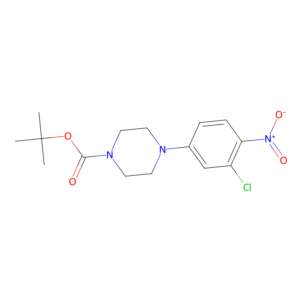 Tert-butyl 4-(3-chloro-4-nitrophenyl)piperazine-1-carboxylate molecular structure, CAS 1679381-25-9