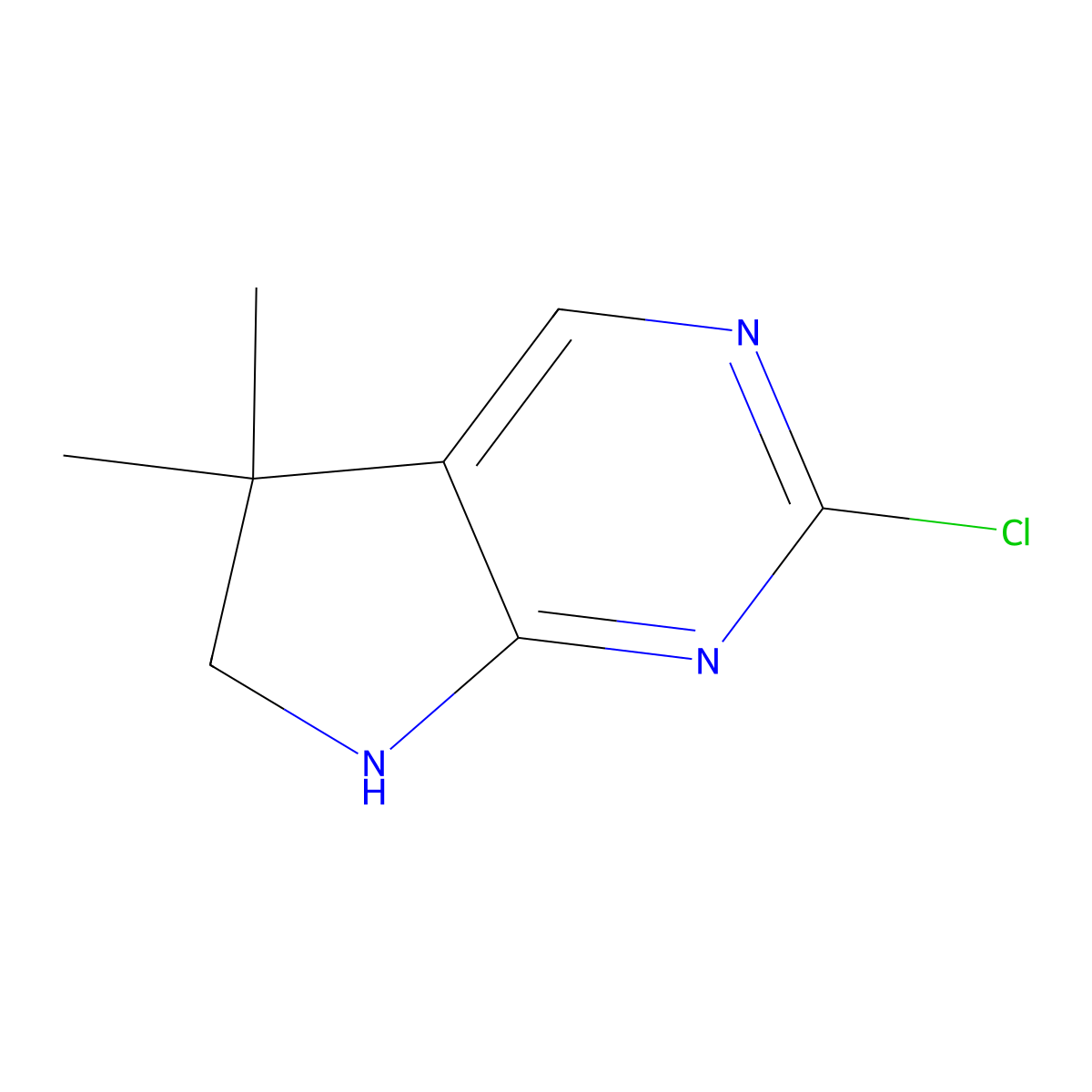 2-chloro-5,5-dimethyl-5H,6H,7H-pyrrolo[2,3-d]pyrimidine molecular structure, CAS 1679381-63-5