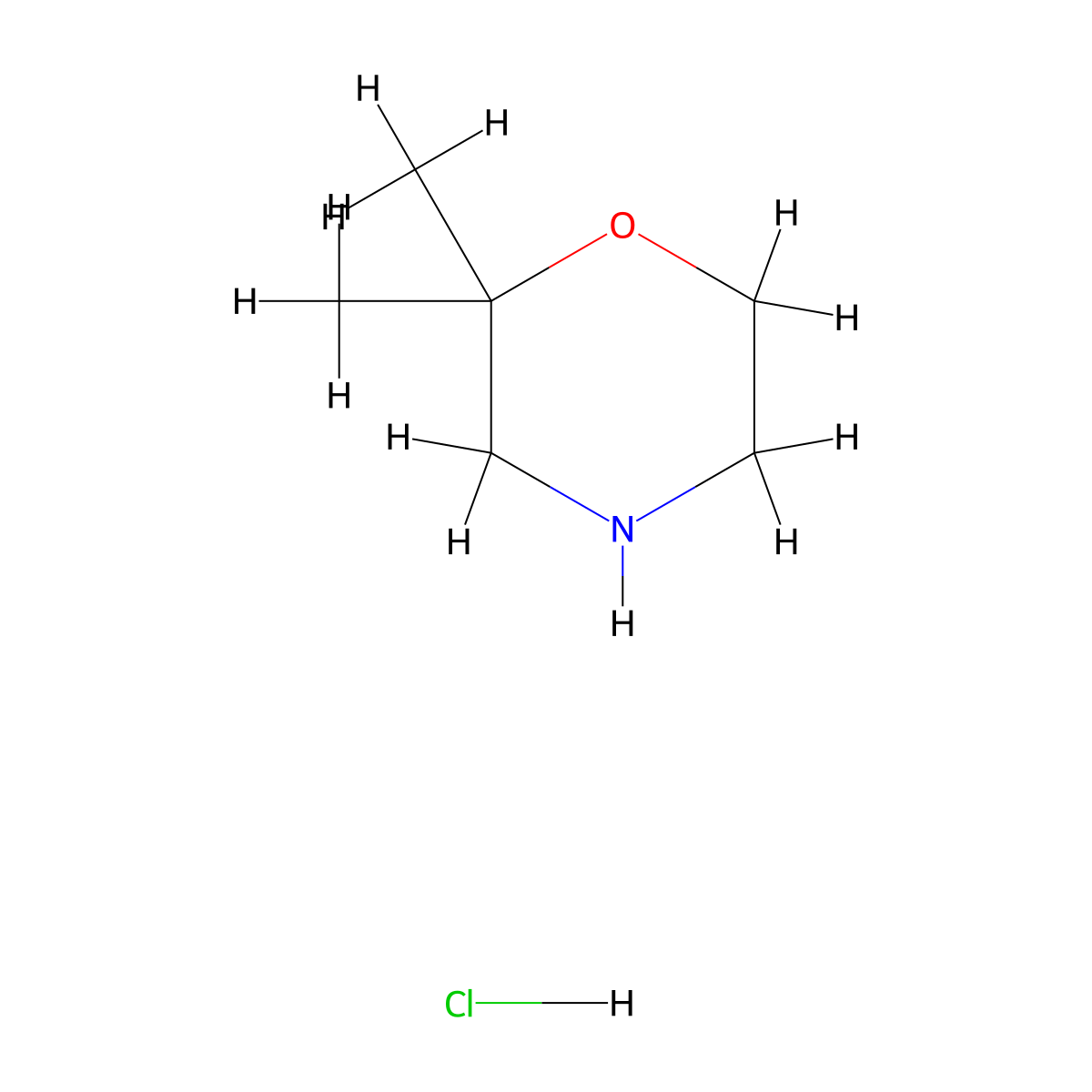 2,2-Dimethylmorpholine hydrochloride molecular structure, CAS 167946-94-3