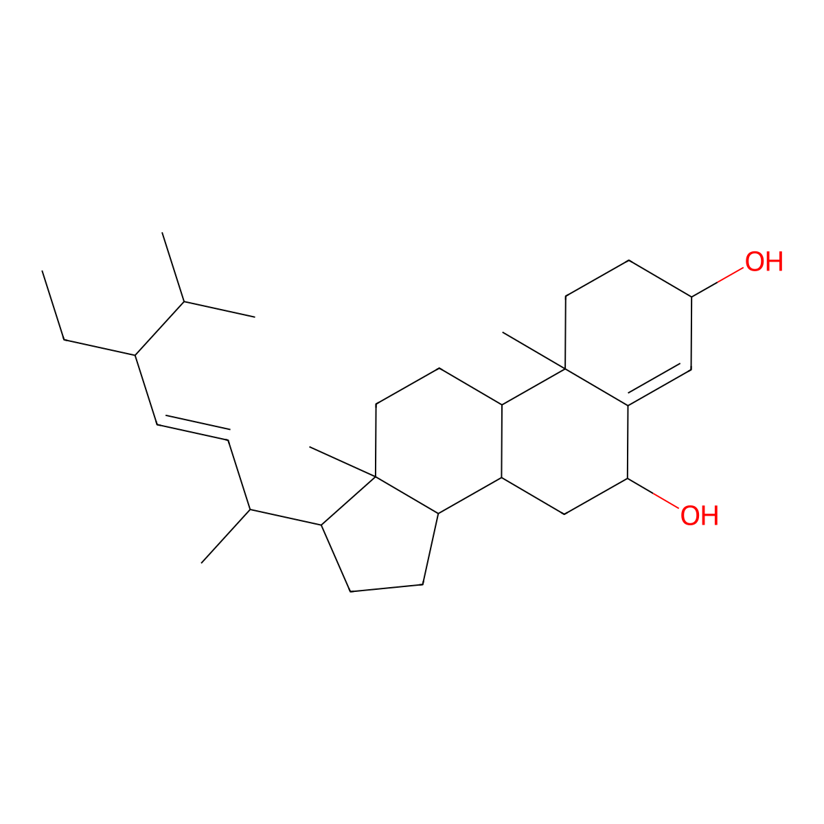 Stigmasta-4,22-diene-3beta,6beta-diol molecular structure, CAS 167958-89-6