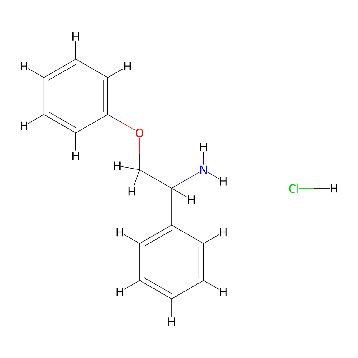 2-Phenoxy-1-phenylethan-1-amine hydrochloride molecular structure, CAS 16797-05-0