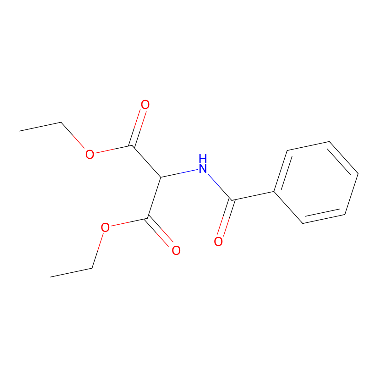 Diethyl benzamidomalonate molecular structure, CAS 16798-45-1