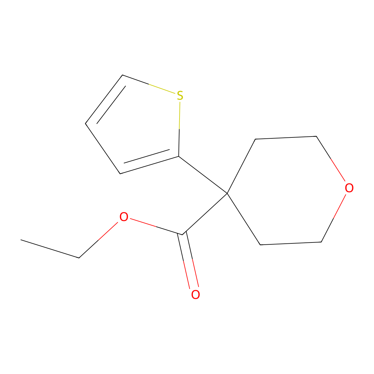 Ethyl 4-(thiophen-2-yl)oxane-4-carboxylate molecular structure, CAS 167984-98-7