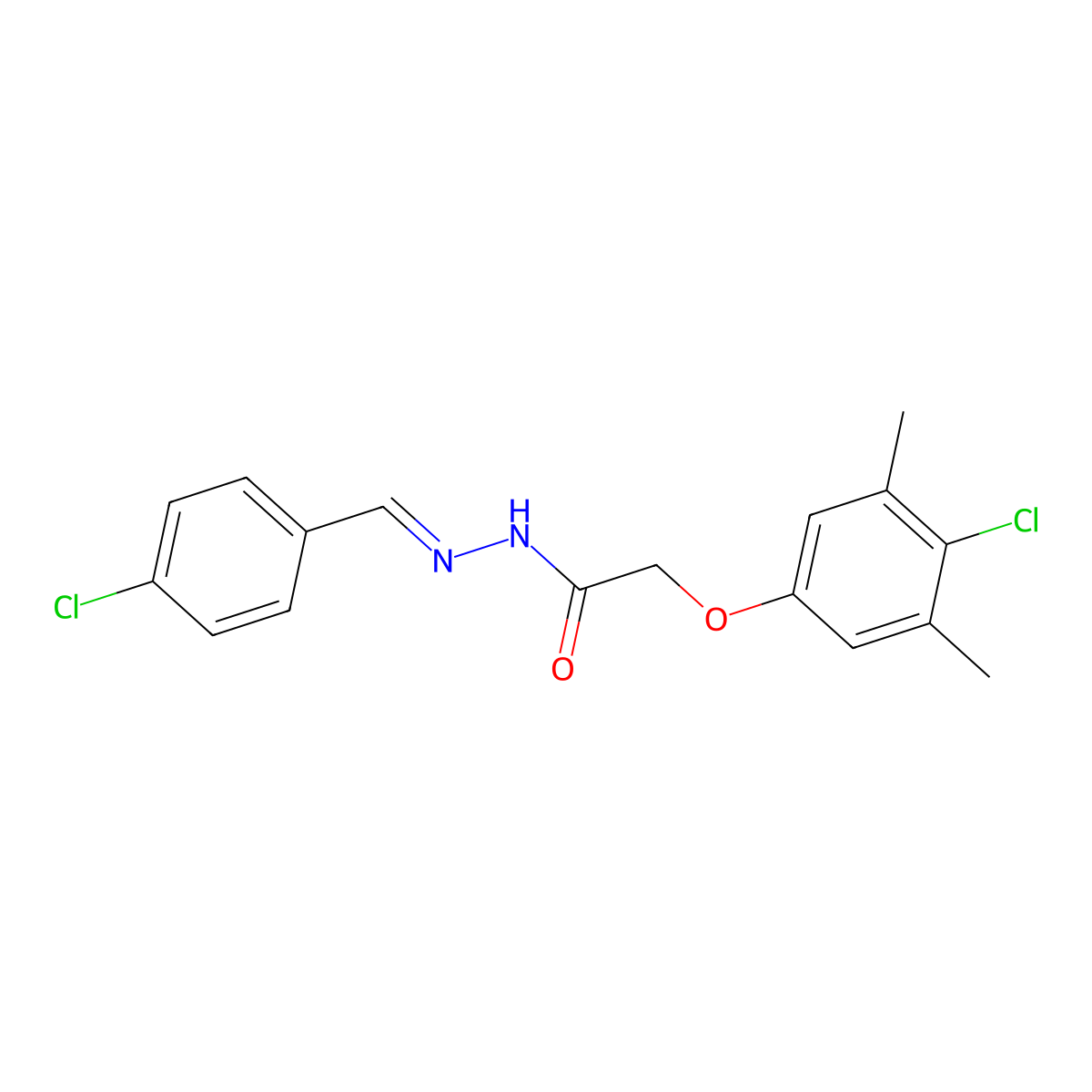2-(4-chloro-3,5-dimethylphenoxy)-N-[(4-chlorophenyl)methylideneamino]acetamide molecular structure, CAS 167995-44-0
