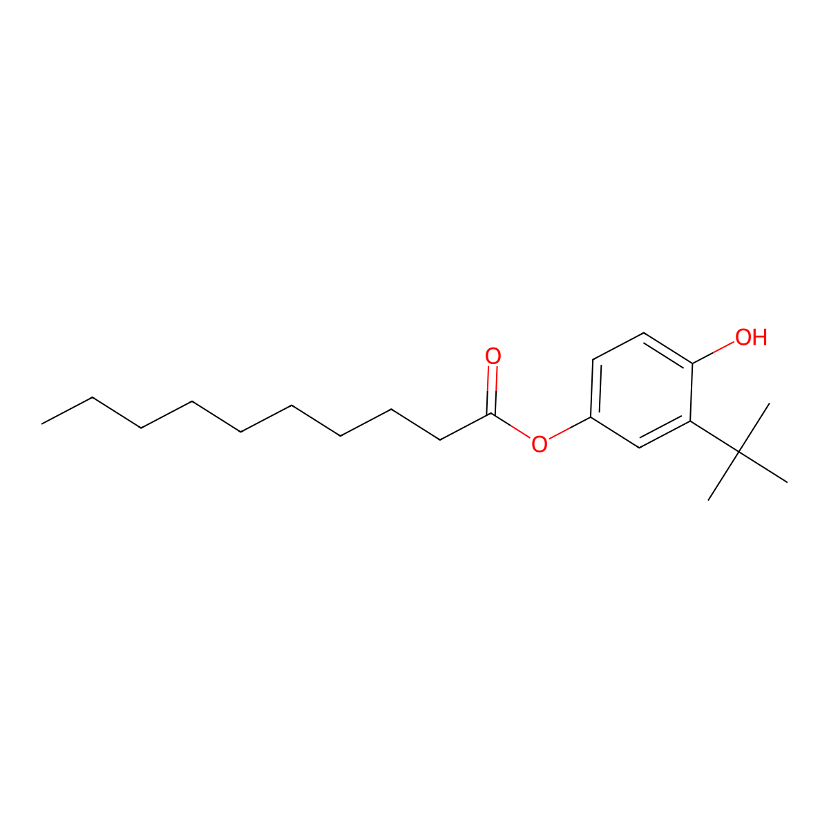 3-Tert-butyl-4-hydroxyphenyl decanoate molecular structure, CAS 167997-29-7